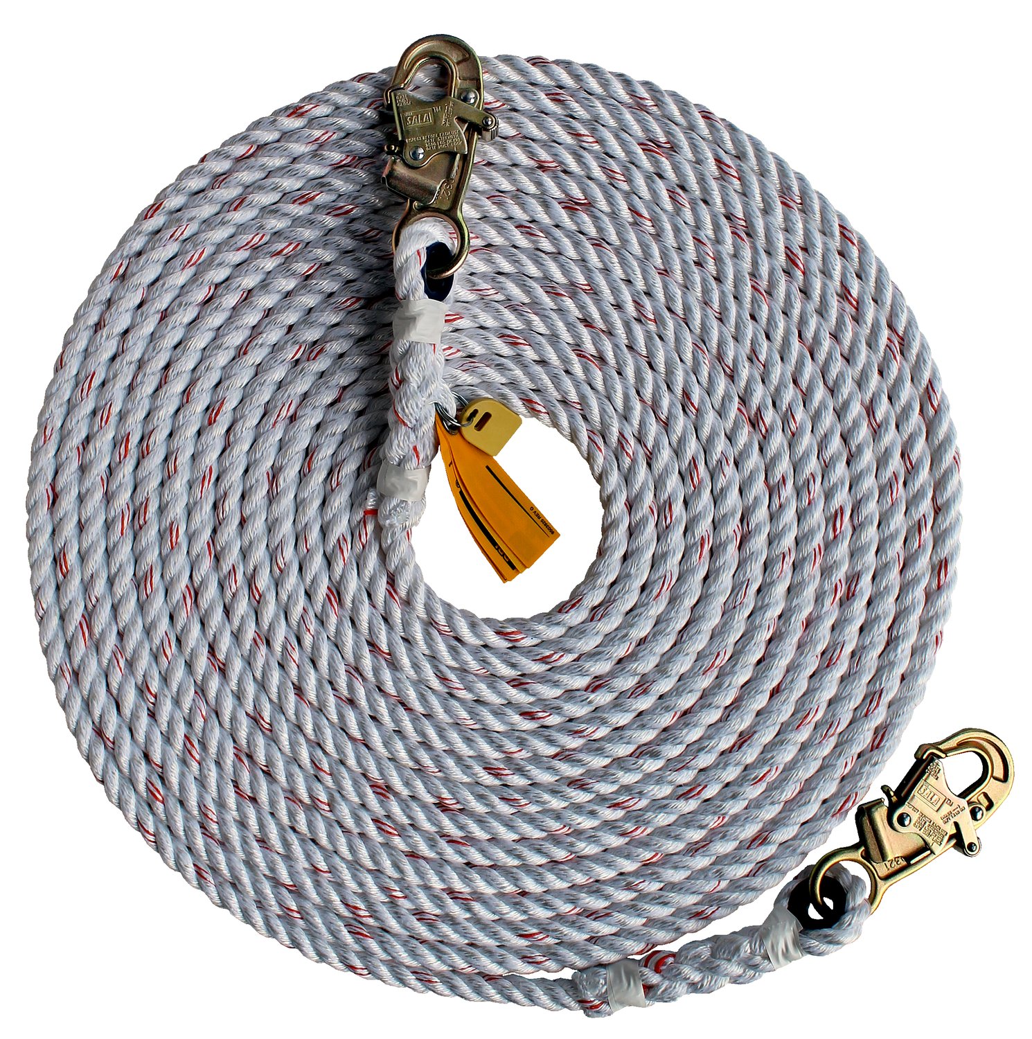 7100262940 - 3M DBI-SALA Rope Lifeline with Snap Hook Both Ends 1202878, 5/8 in Polyester and Polypropylene Blend, White, 150 ft