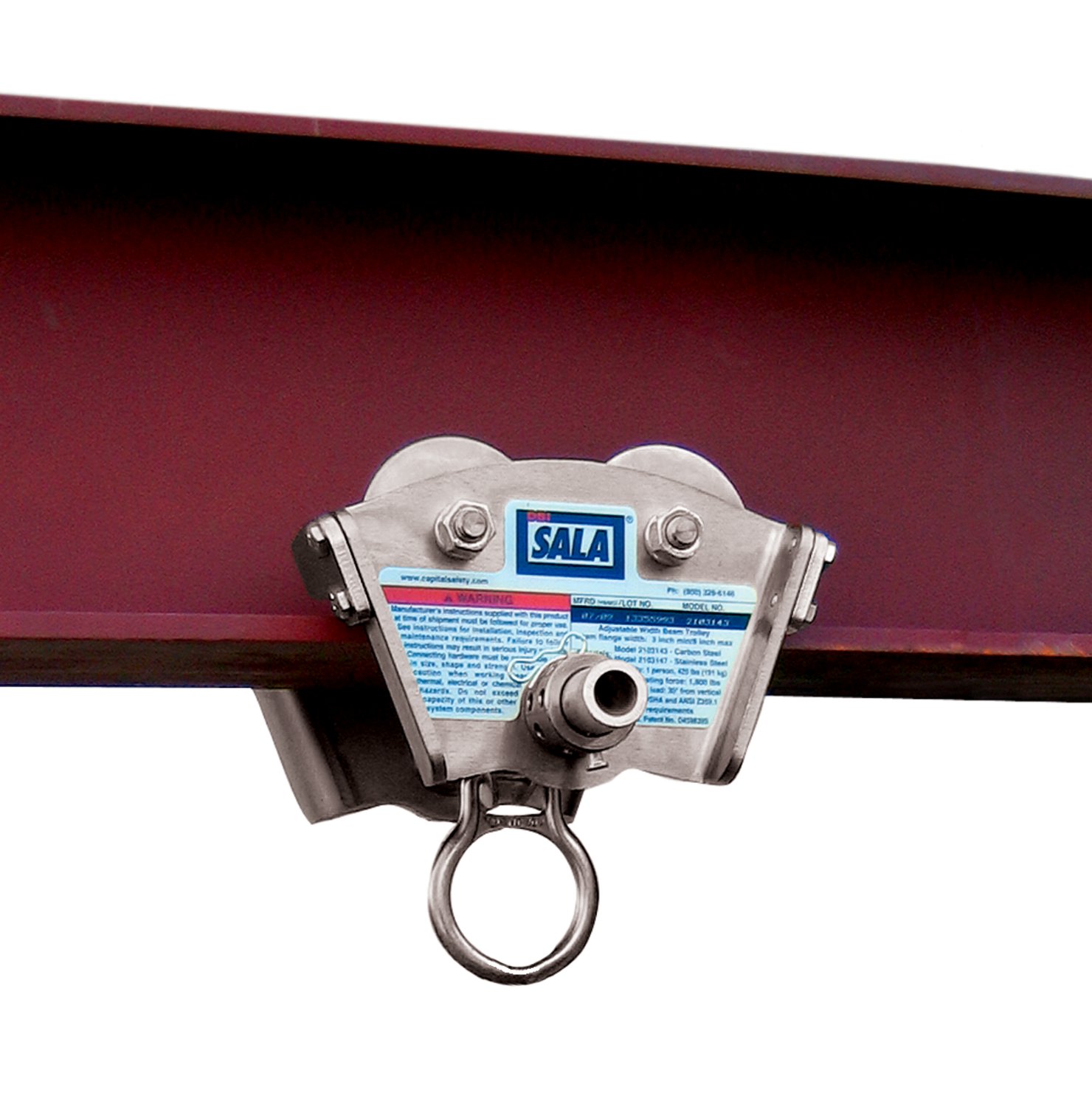 7100260111 - 3M DBI-SALA I-Beam Trolley Anchor 2103147, Stainless Steel, Fits 3 - 8 in Wide, 11/16 in Thick