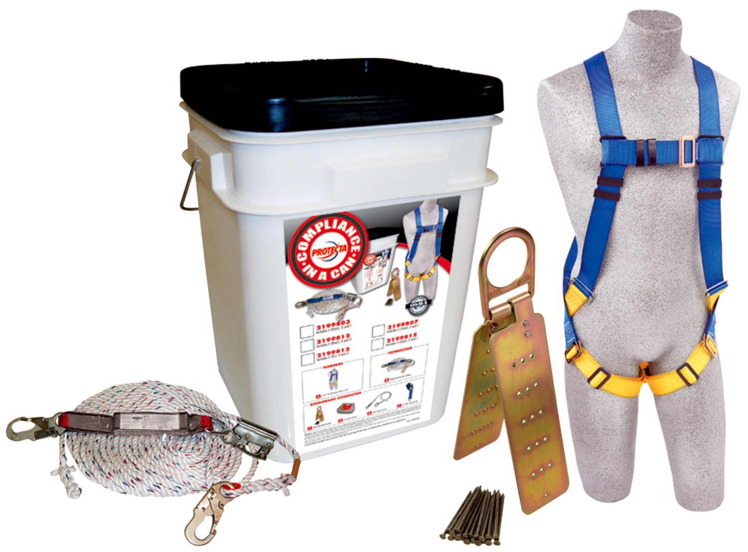 7012818386 - 3M Protecta RoofeRs Fall Protection Compliance Kit 2199803, Anchor, Harness, Rope Grab/Lanyard, Lifeline, 50 ft