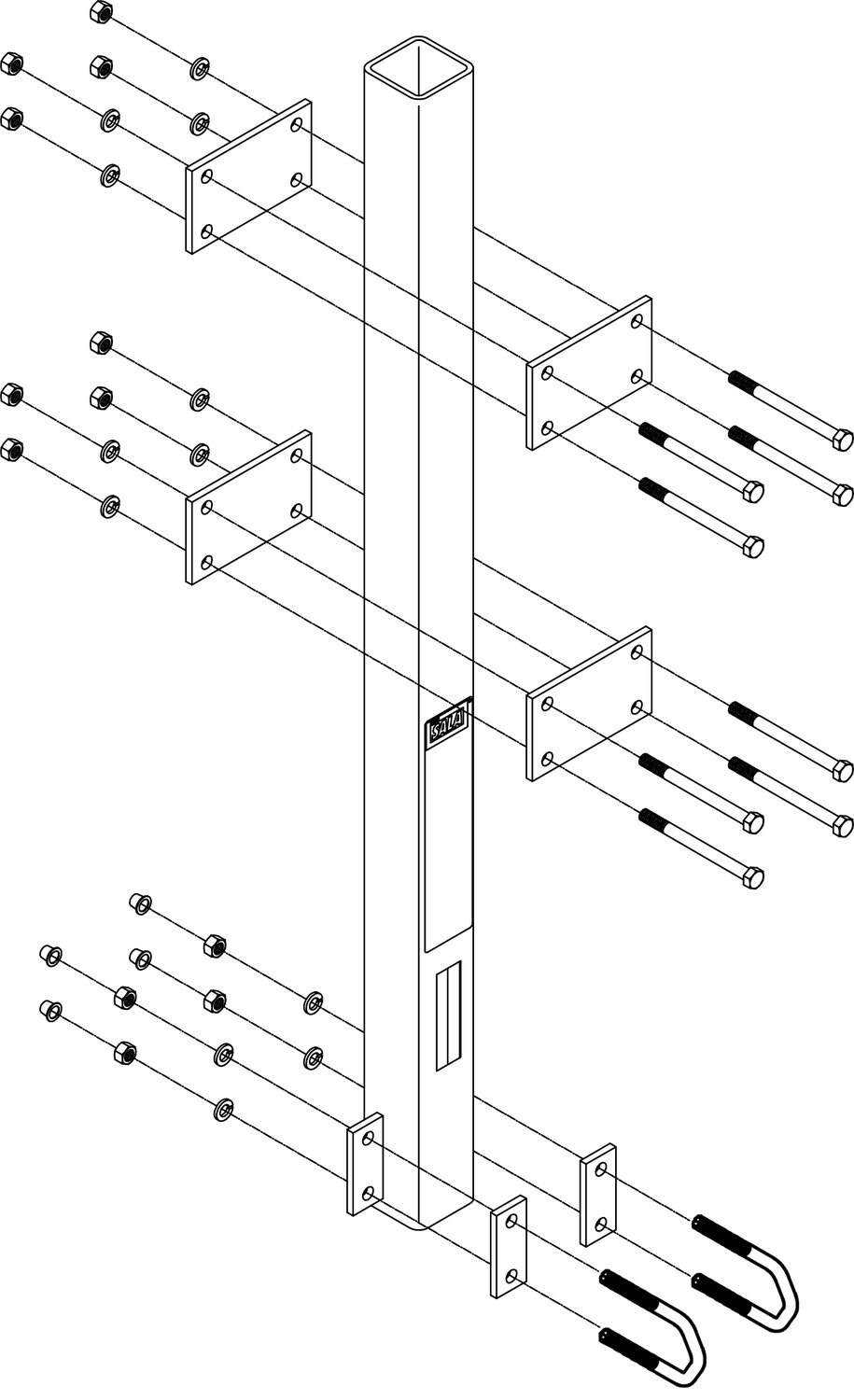 7100250927 - 3M DBI-SALA Lad-Saf Bottom Bracket For Ladder Mast/Ladder Anchor Post 6116027, Galvanized Steel