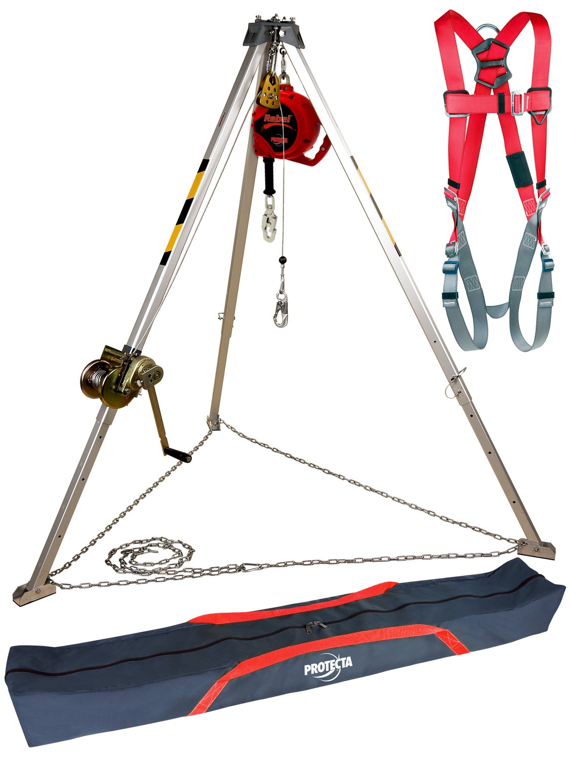 7100313942 - 3M Protecta Confined Space Aluminum Tripod with Winch/SRL/Harness/Bag
AA805AG2, 8 ft High, 50 ft and 50 ft Galvanized Cable