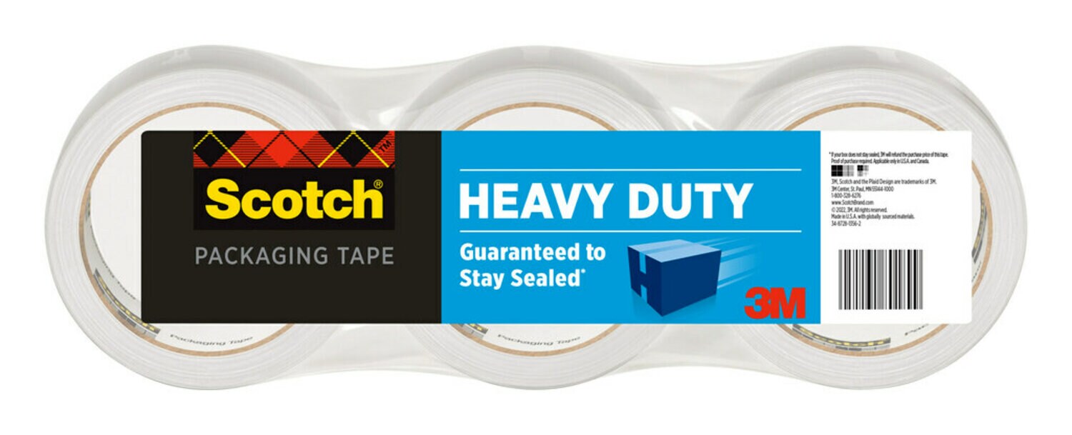 7100158255 - Scotch Heavy Duty Shipping Packaging Tape, 3850-40-6, 1.88 in x 43.7 yd (48 mm x 40 m) 3 Pack