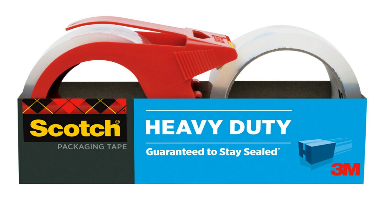 7100252975 - Scotch Heavy Duty Shipping Packaging Tape 3850-21RD-3GC, 1.88 in x 54.6 yd (48 mm x 50 m) 2 Rolls with Dispenser