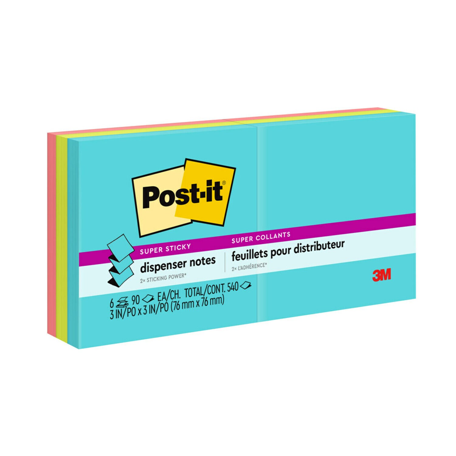7100230168 - Post-it Super Sticky Dispenser Pop-up Notes R330-6SSMIA, 3 in x 3 in (76 mm x 76 mm), 100% PEFC, SGSCH-PEFC-COC-110078