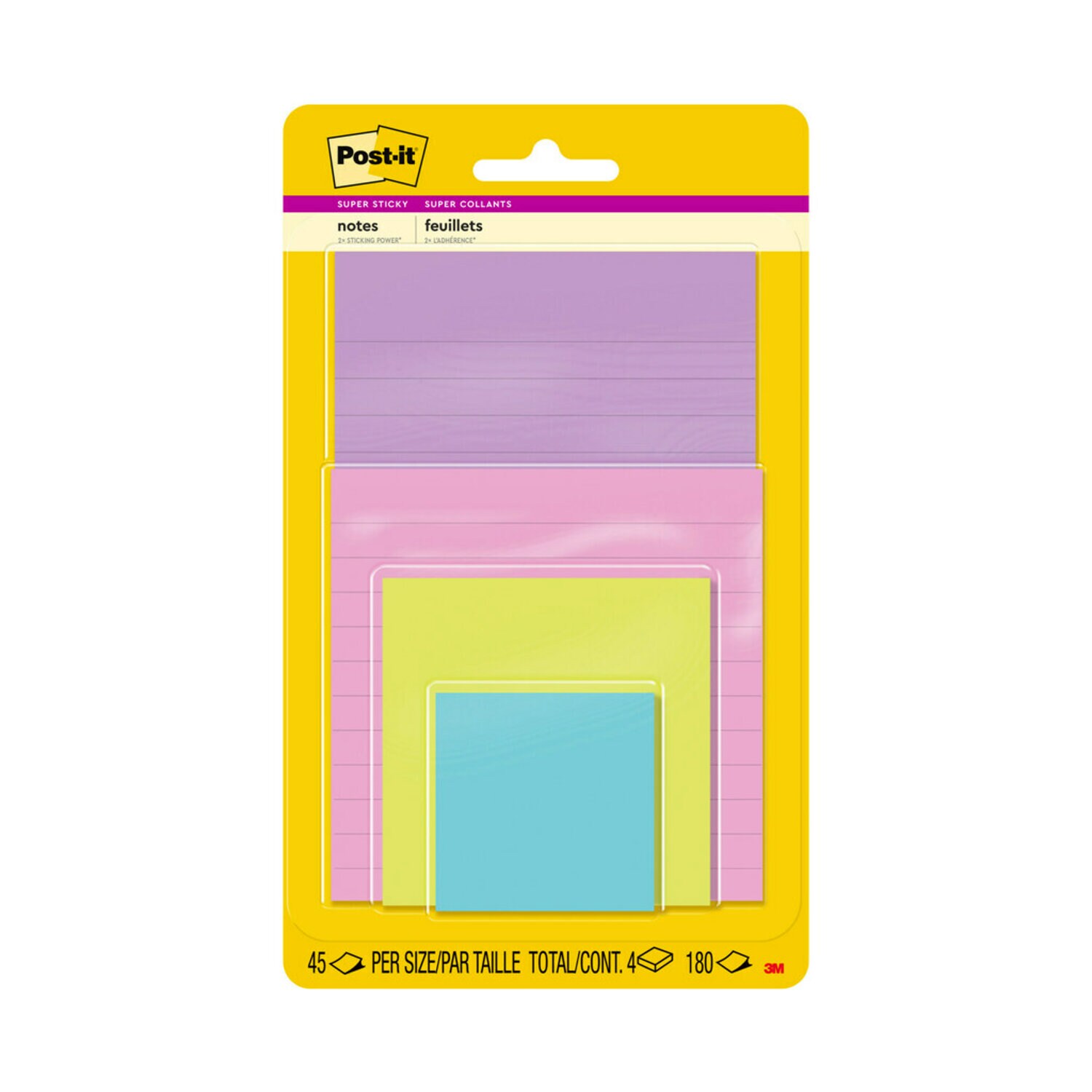 7100088896 - Post-it Super Sticky Notes 4622-SSMIA, Multi, Supernova Neons , 4 Pads/Pack, 45 Sheets/Pad, 100% PEFC, SGSCH-PEFC-COC-110078