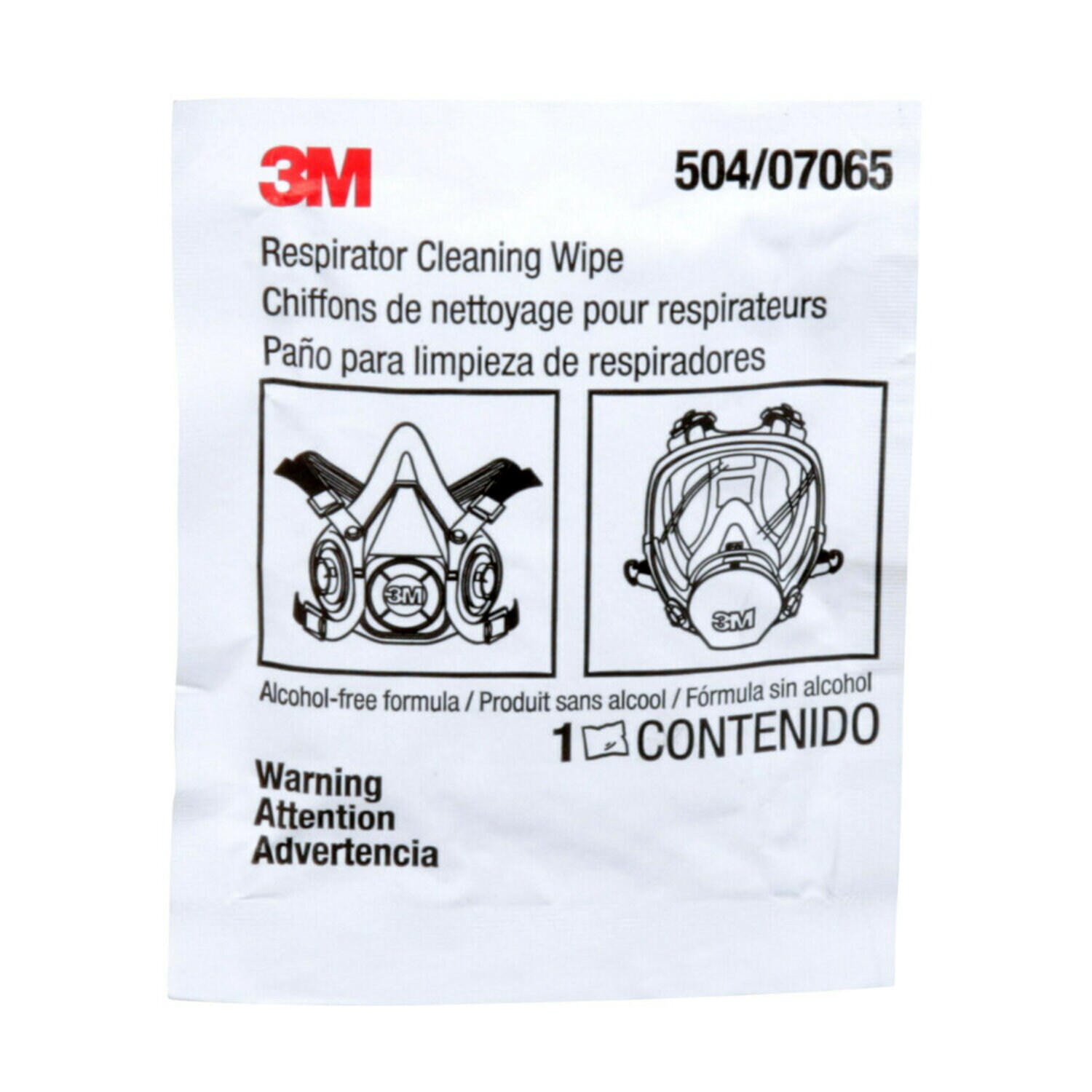 7000001938 - 3M Respirator Cleaning Wipe 504/07065(AAD), 100 Each/Pack, 500 Each/Case