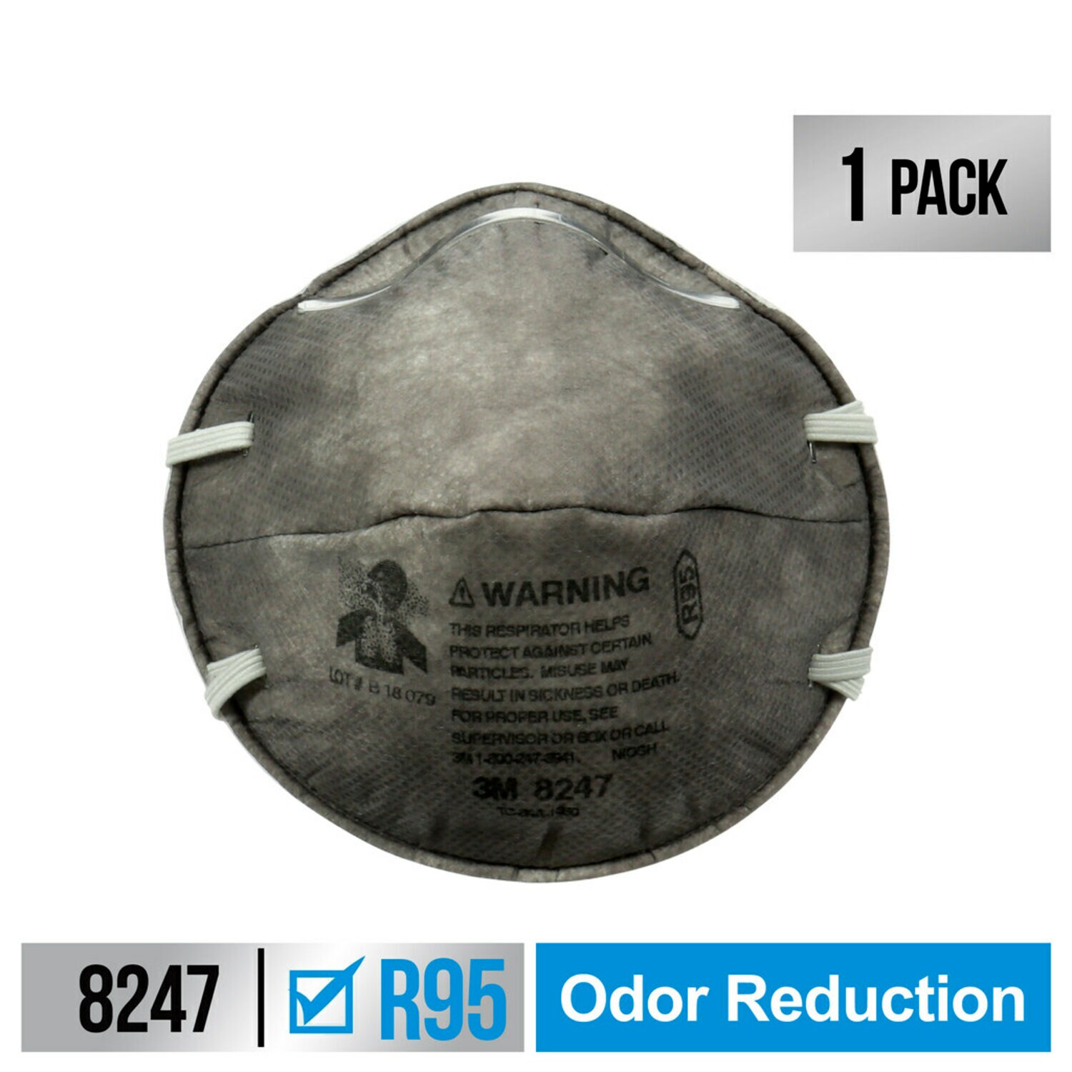 7100157722 - 3M Paint Odor Respirator, 8247P1-C-WMT, 1 each/pack, 4 packs/case