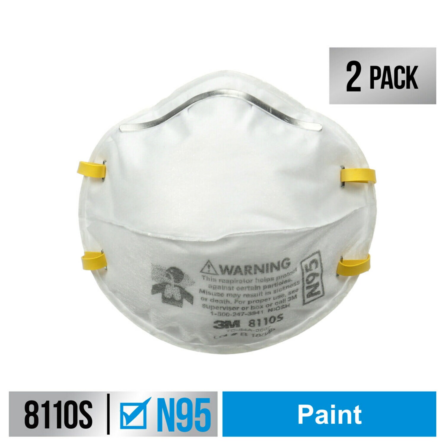 7100159426 - 3M Performance Paint Prep Respirator N95 Particulate, 8110SP2-DC, Size
Small, 2 eaches/pack, 12 packs/case
