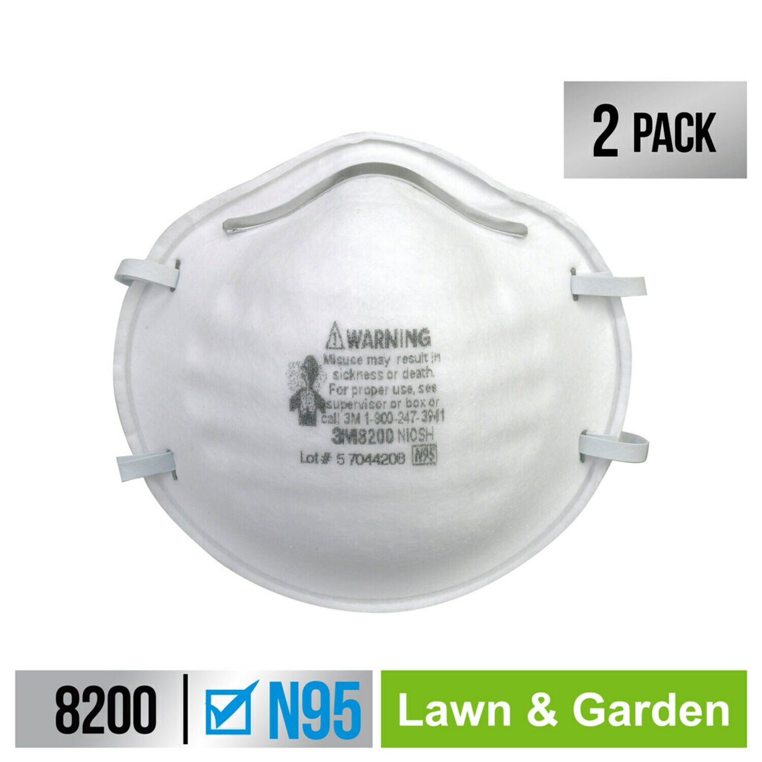 7100182265 - 3M Lawn and Garden Respirator 8200G2-DC, 2 eaches/pack, 6 packs/shipper