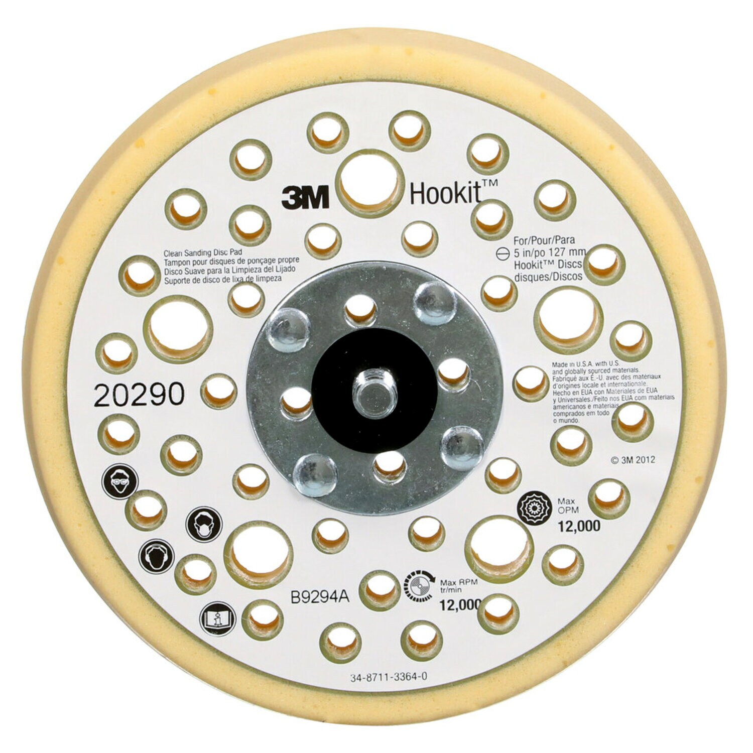 7100009657 - 3M Xtract Low Profile Finishing Back-up Pad, 20290, 127 mm x 17.5 mmx
7.93 mm, External 44 Holes, 10 ea/Case
