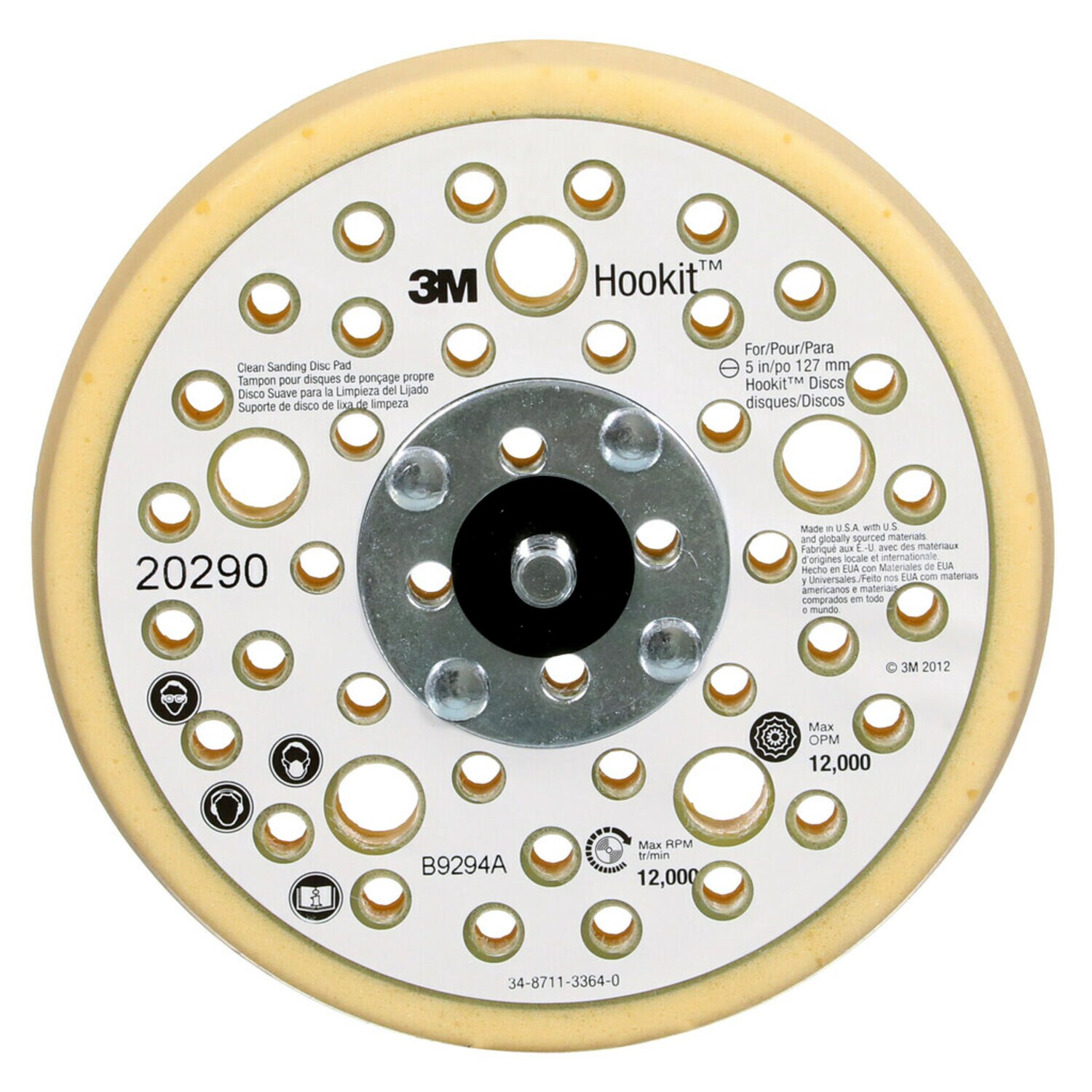 7100009657 - 3M Xtract Low Profile Finishing Back-up Pad, 20290, 127 mm x 17.5 mmx 7.93 mm, External 44 Holes, 10 ea/Case