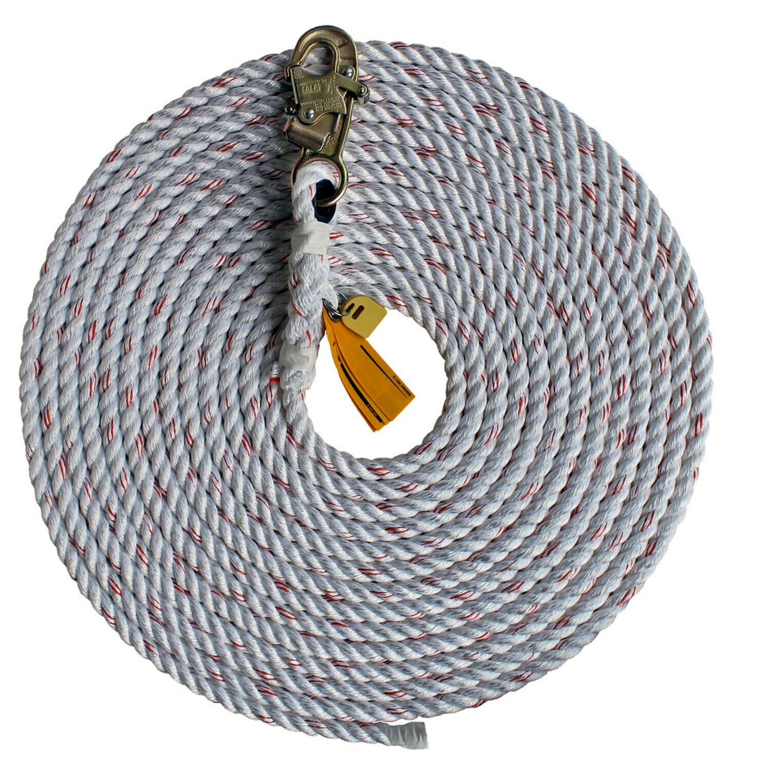7012798792 - 3M DBI-SALA Rope Lifeline with Snap Hook 1202900, 5/8 in Polyester and Polypropylene Blend, White, 200 ft