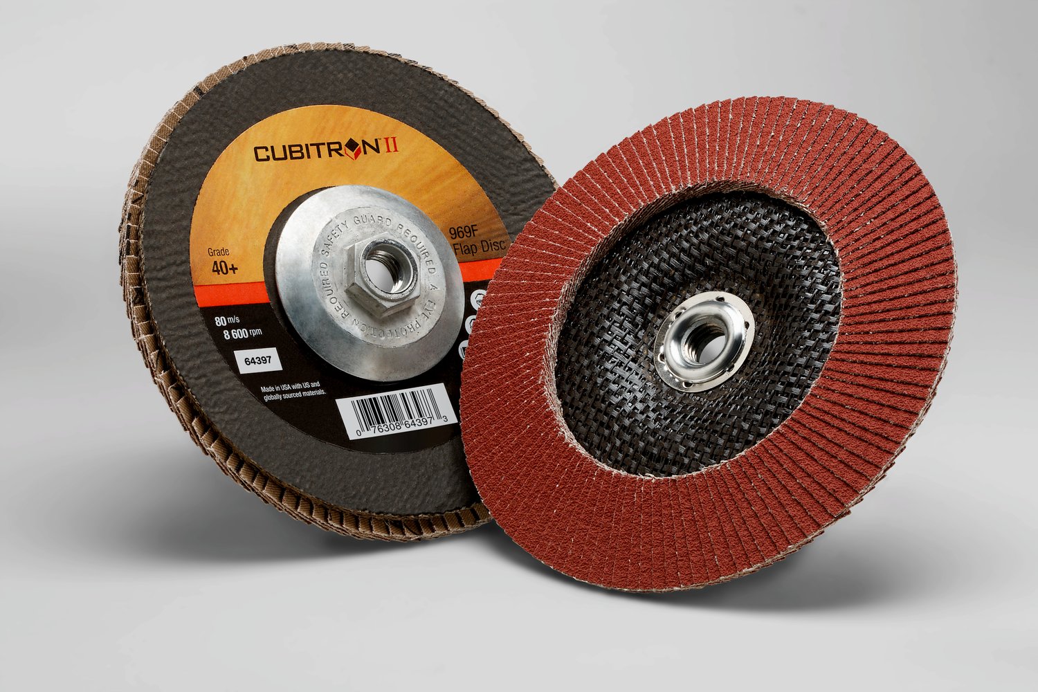 7100104905 - 3M Cubitron II Flap Disc 969F, 40+, T29 Quick Change, 7 in x 5/8"-11, 5 ea/Case