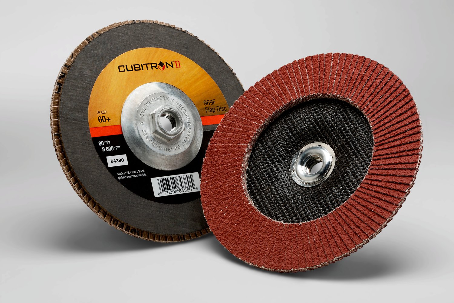 7100104947 - 3M Cubitron II Flap Disc 969F, 60+, T27 Quick Change, 7 in x 5/8"-11, 5 ea/Case