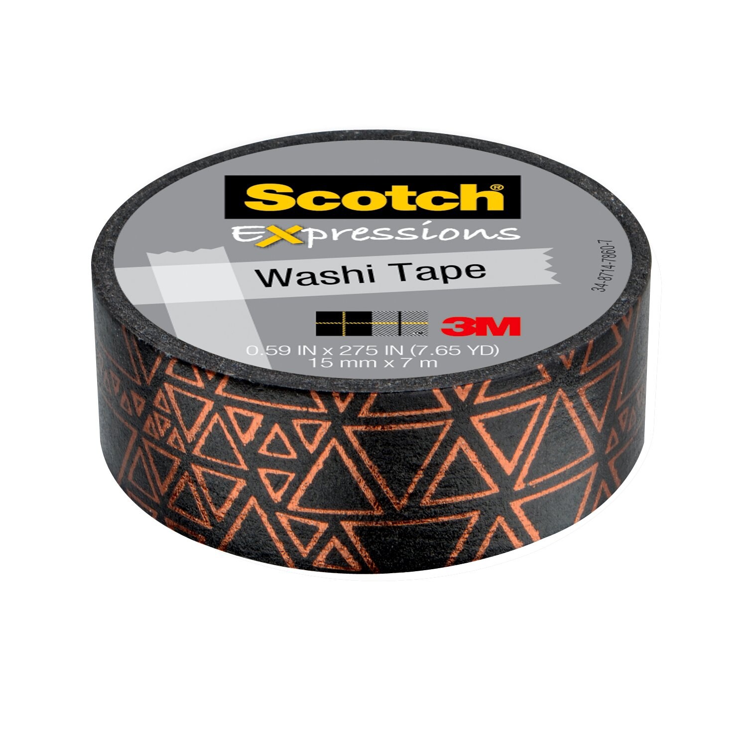 7100096897 - Scotch Expressions Washi Tape C614-P4, .59 in x 275 in (15 mm x 7 m)
Black and Copper Foil Triangles