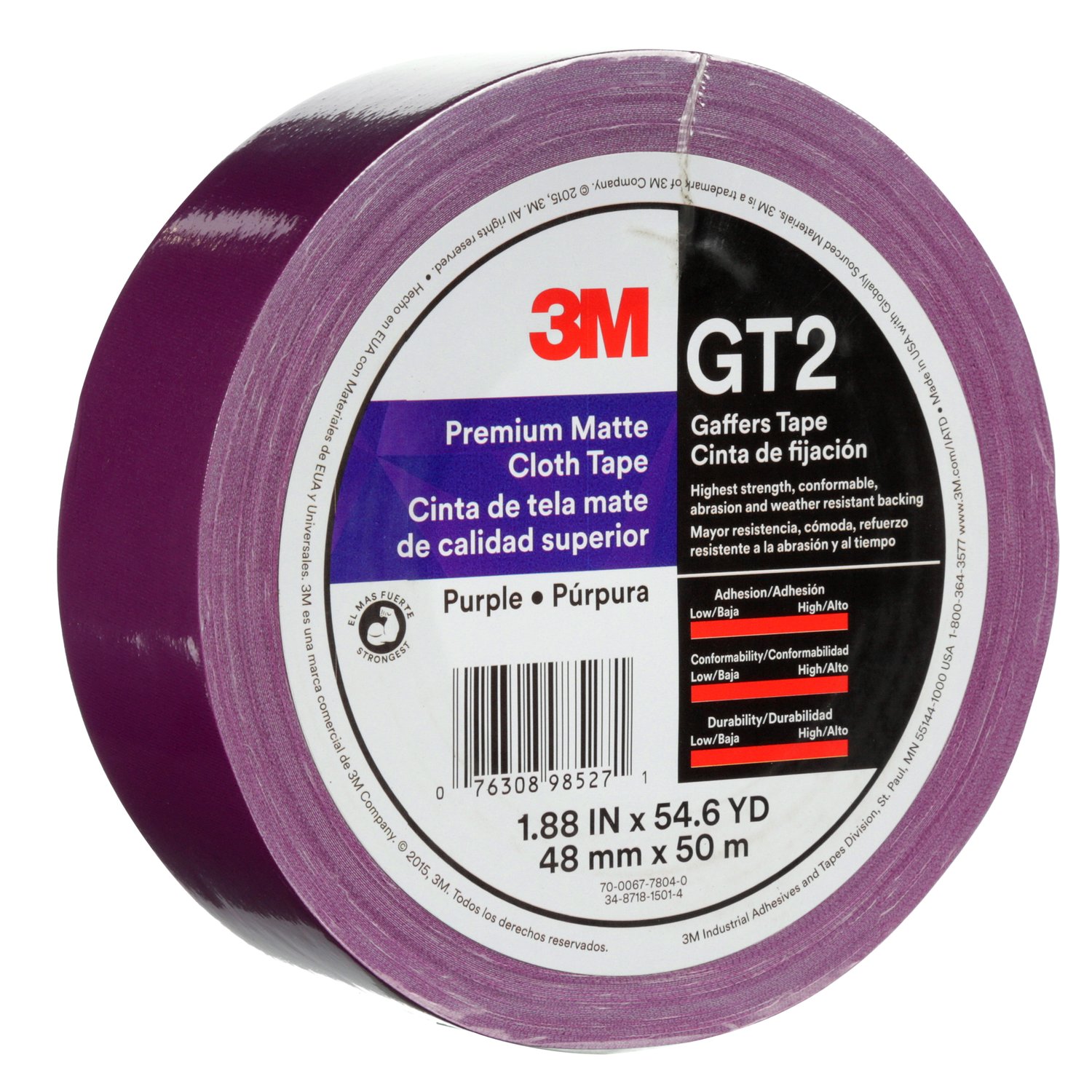 7010300509 - 3M Premium Matte Cloth (Gaffers) Tape GT2, Purple, 48 mm x 50 m, 11
mil, 24/Case