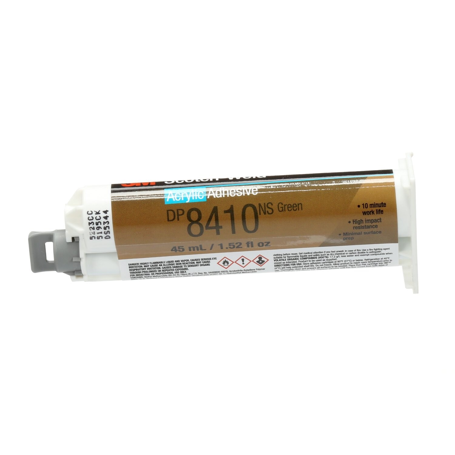 7100024055 - 3M Scotch-Weld Acrylic Adhesive DP8410NS, Green, 45 mL Duo-Pak, 12/Case