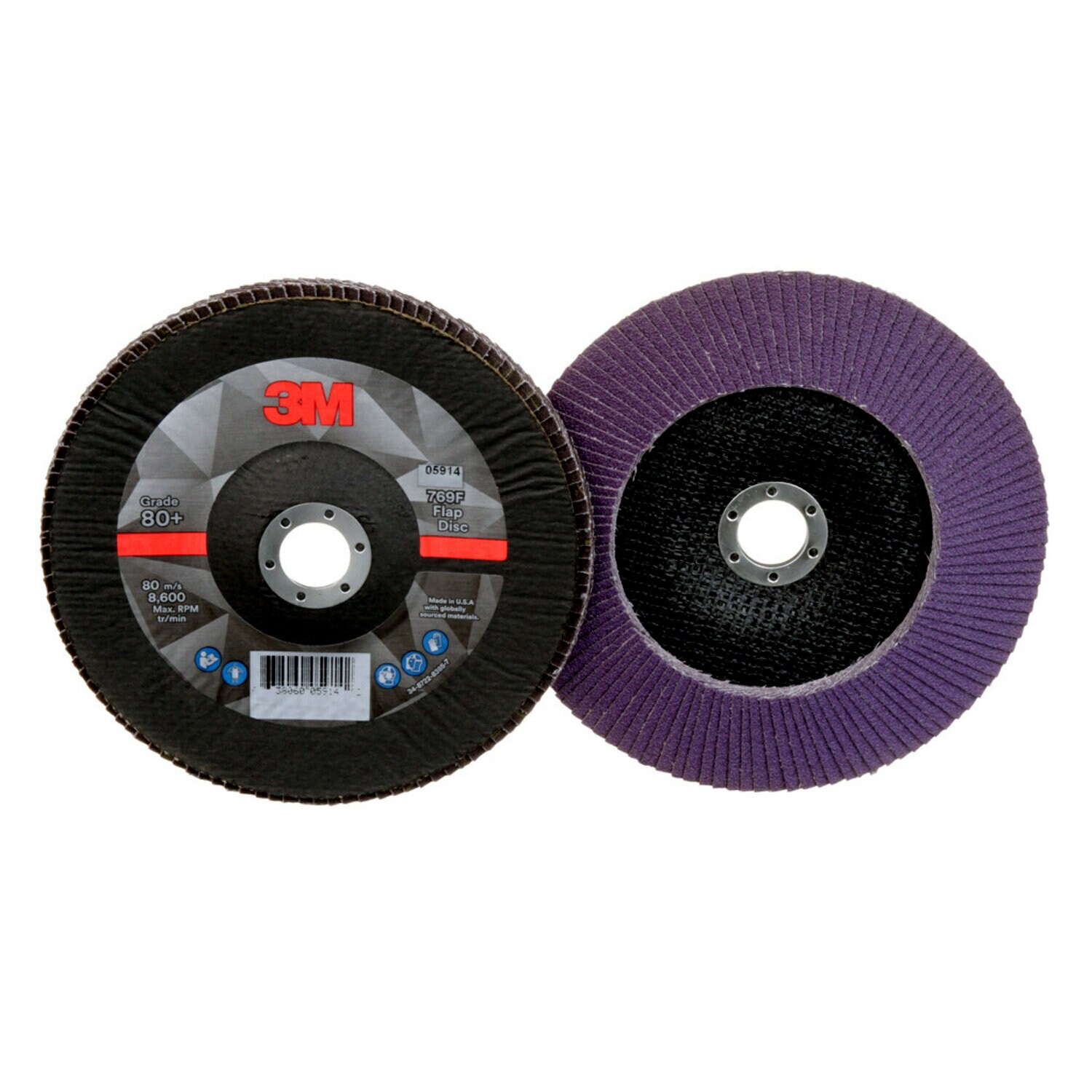 7100177999 - 3M Flap Disc 769F, 80+, T29, 7 in x 7/8 in, 5 ea/Case