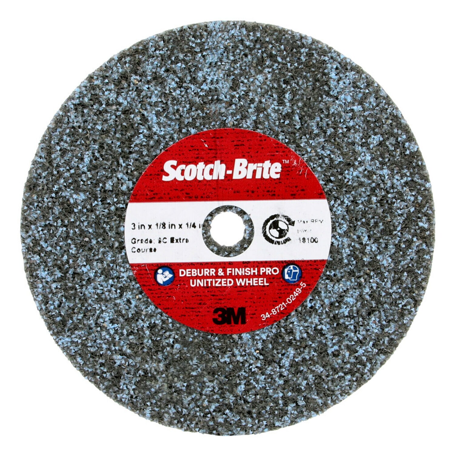 7100290243 - Scotch-Brite Deburr & Finish PRO Unitized Wheel, DP-UW, 9C Extra Coarse+, 3 in x 1/8 in x 1/4 in, 40 ea/Case