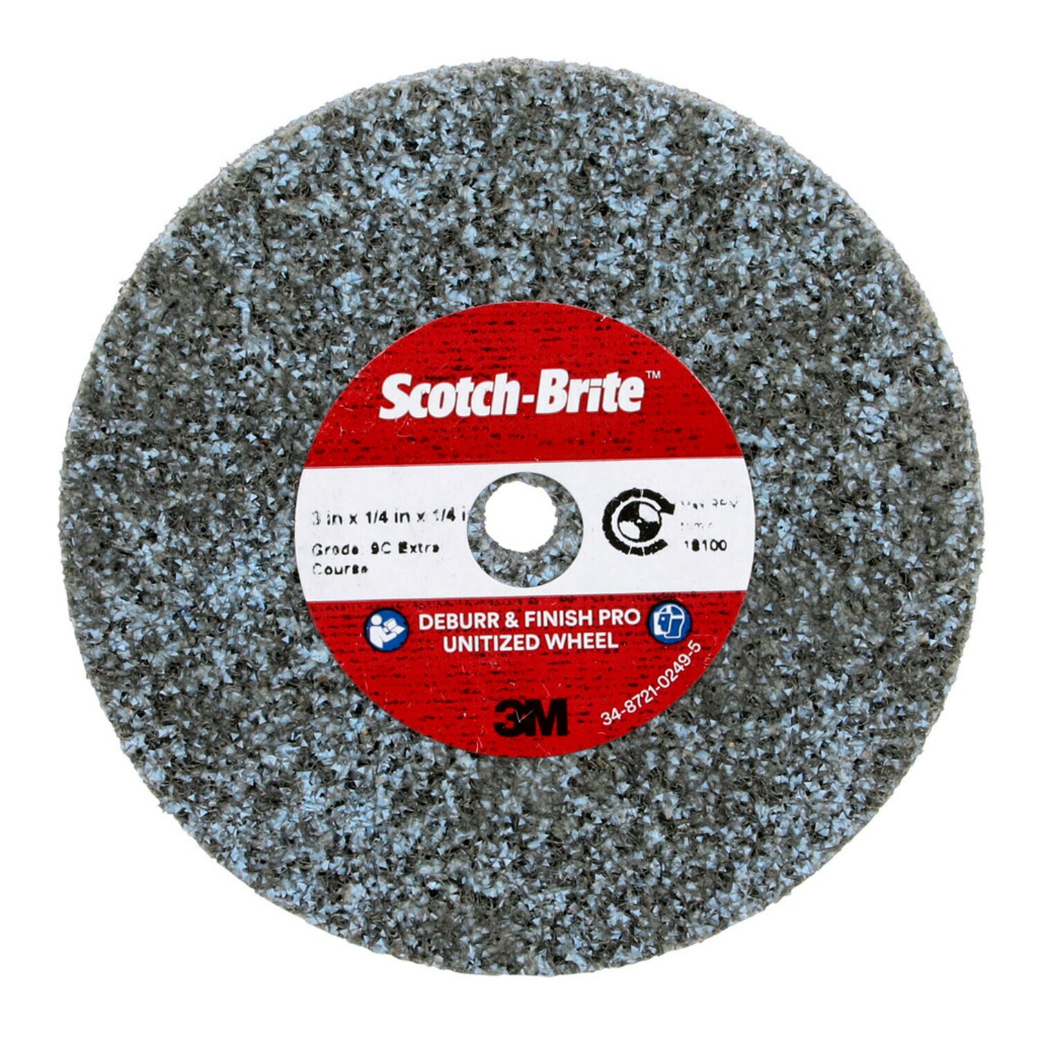 7100290246 - Scotch-Brite Deburr & Finish PRO Unitized Wheel, DP-UW, 9C Extra Coarse+, 3 in x 1/4 in x 1/4 in, 40 ea/Case
