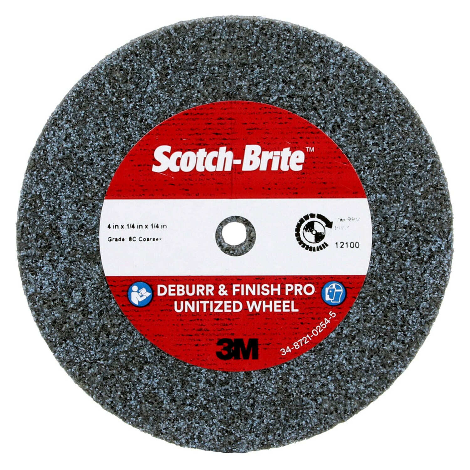 7100220639 - Scotch-Brite Deburr & Finish PRO Unitized Wheel, DP-UW, 8C Coarse+, 4 in x 1/4 in x 1/4 in