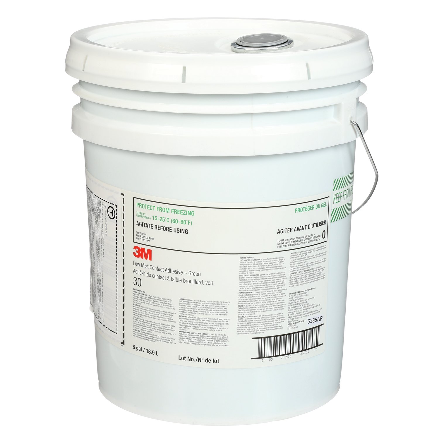 7000121385 - 3M Low Mist Contact Adhesive, Green, 5 Gallon (Pail), 1 Can/Drum
