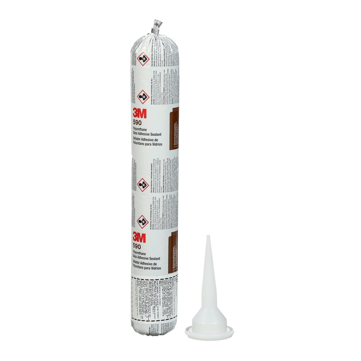 7000121536 - 3M Polyurethane Glass Adhesive Sealant 590, Black, 600 mL Sausage Pack, 12/Case
