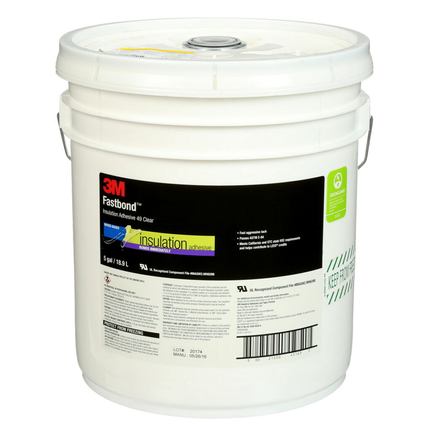 7000046566 - 3M Fastbond Insulation Adhesive 49, Clear, 5 Gallon Drum (Pail)