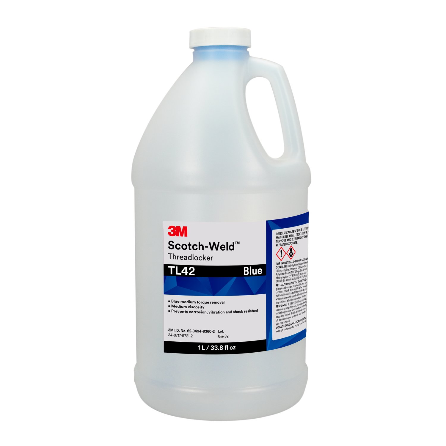 7010310189 - 3M Scotch-Weld Threadlocker TL42, Blue, 1 L Bottle, 1/case