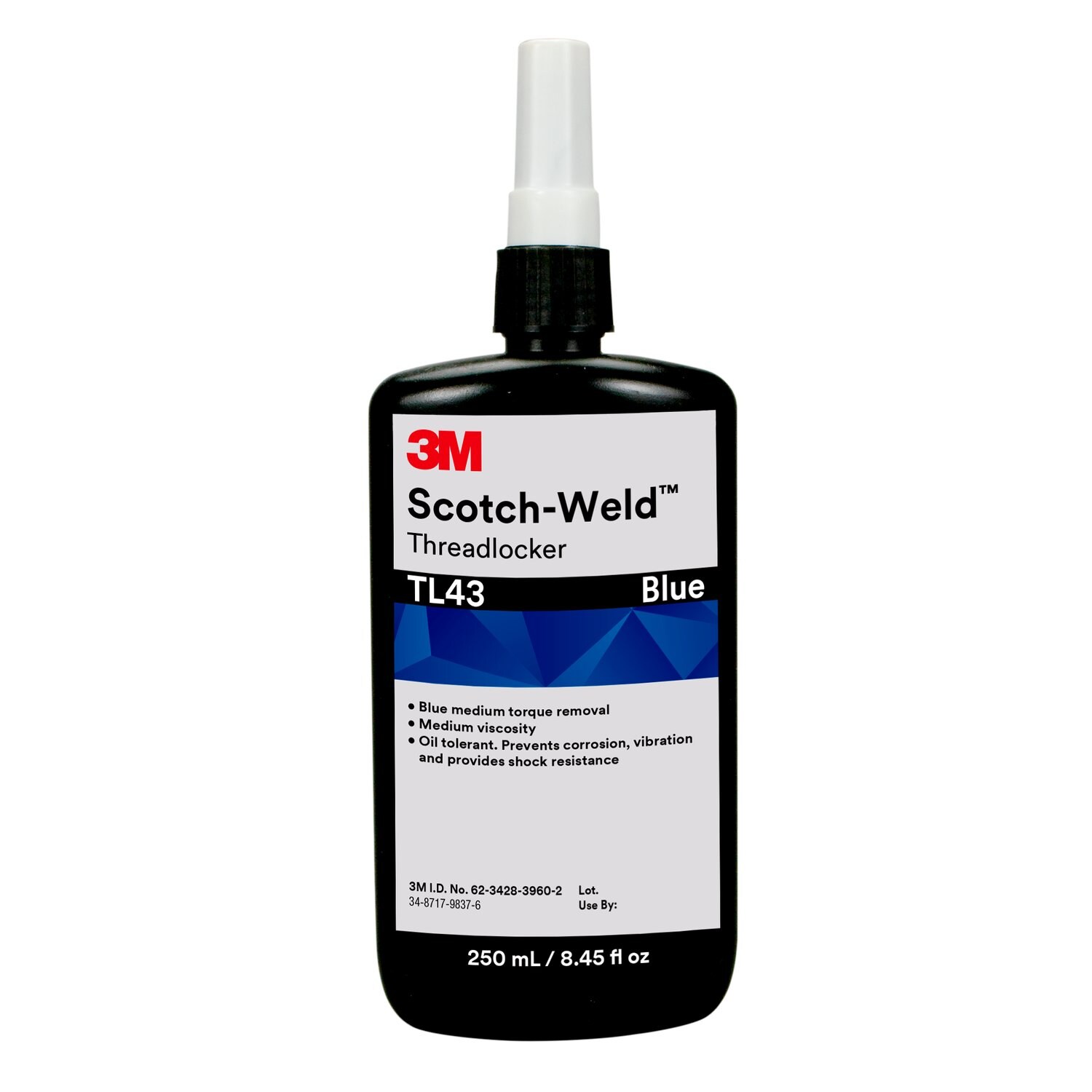 7100039221 - 3M Scotch-Weld Threadlocker TL43, Blue, 250 mL Bottle, 2/case