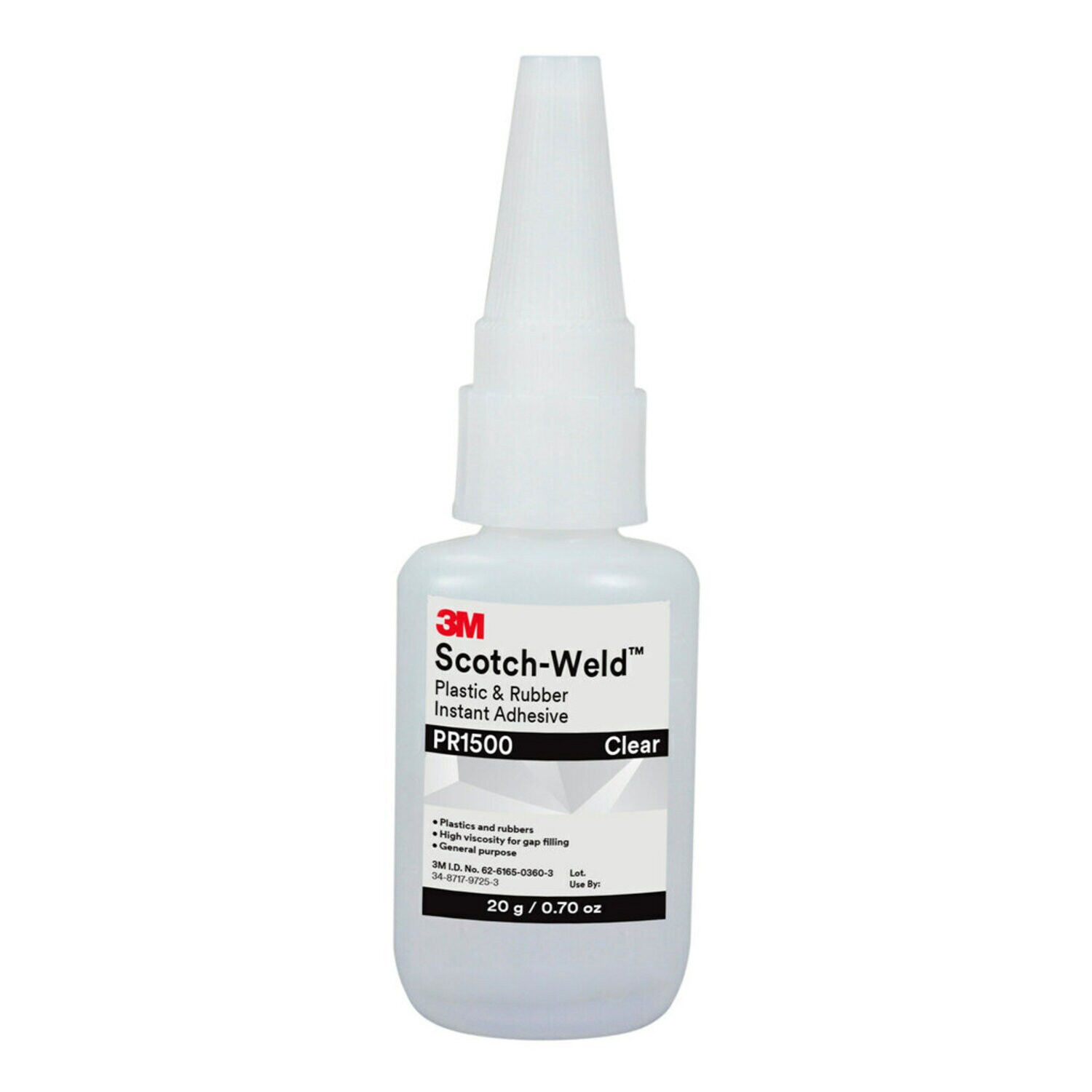 7100039201 - 3M Scotch-Weld Plastic & Rubber Instant Adhesive PR1500, Clear, 20 Gram, 10 Bottles/Case