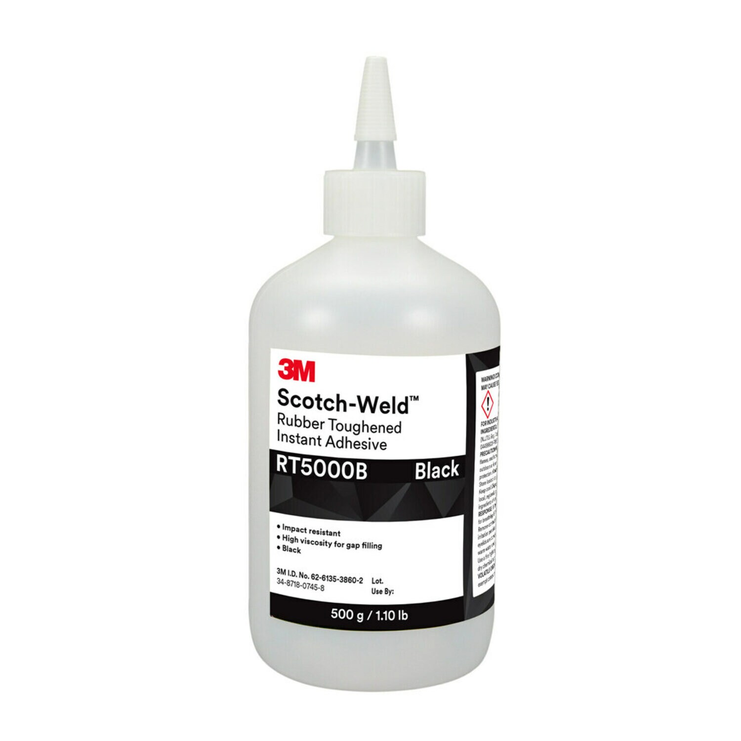 7100039252 - 3M Scotch-Weld Rubber Toughened Instant Adhesive RT5000B, Black, 500 Gram, 1 Bottle/Case