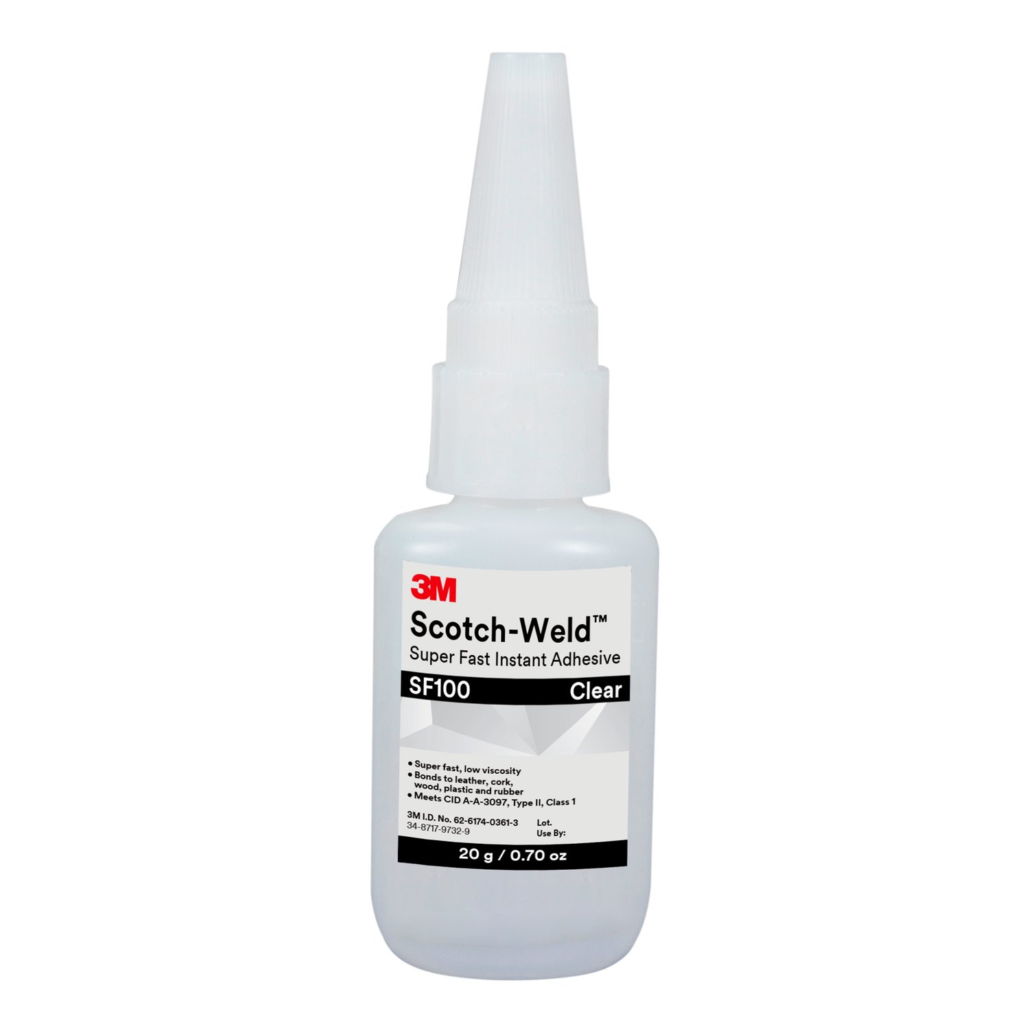 7100039207 - 3M Scotch-Weld Super Fast Instant Adhesive SF100, Clear, 3 Gram, 100/Case