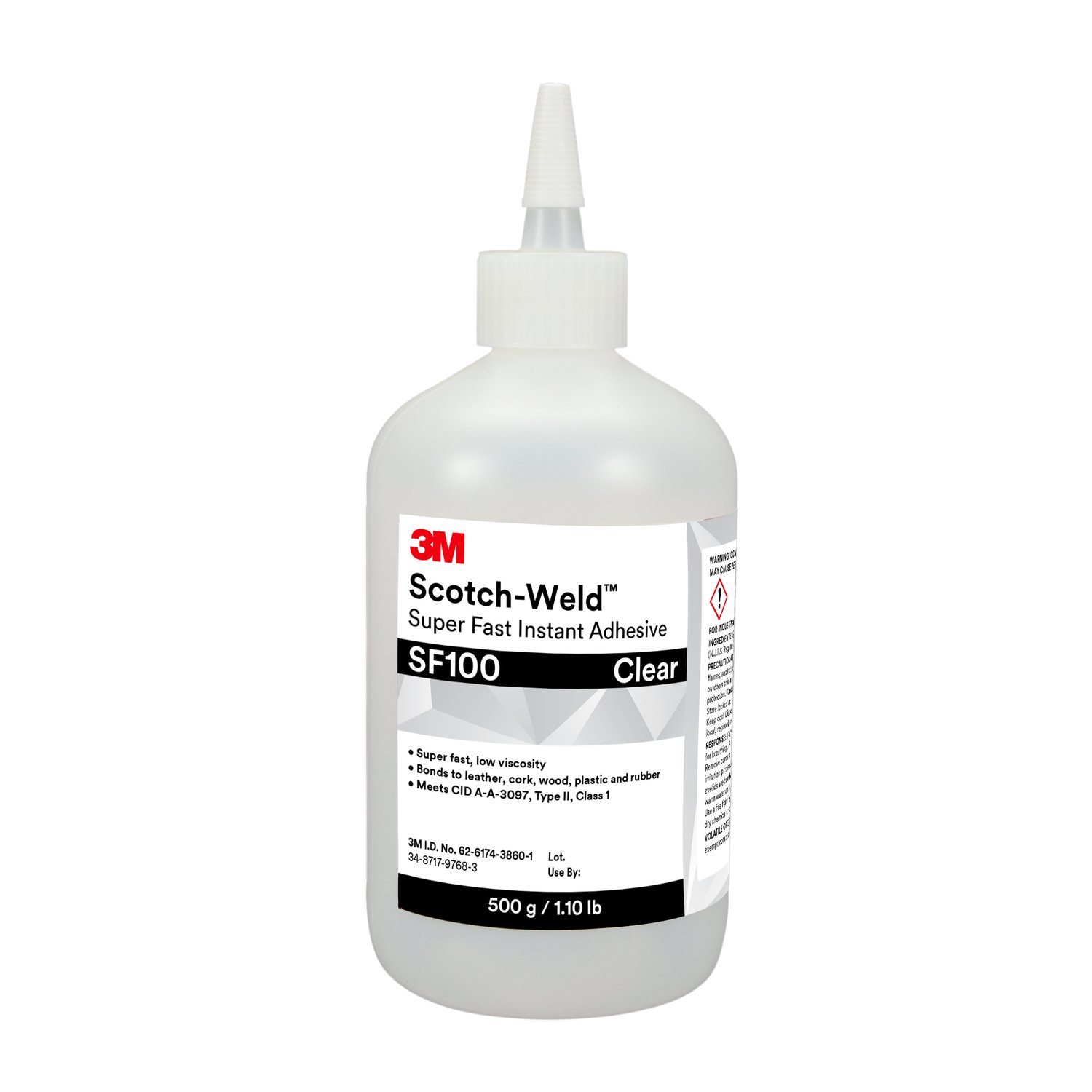 7100039208 - 3M Scotch-Weld Super Fast Instant Adhesive SF100, Clear, 500 Gram, 1 Bottle/Case