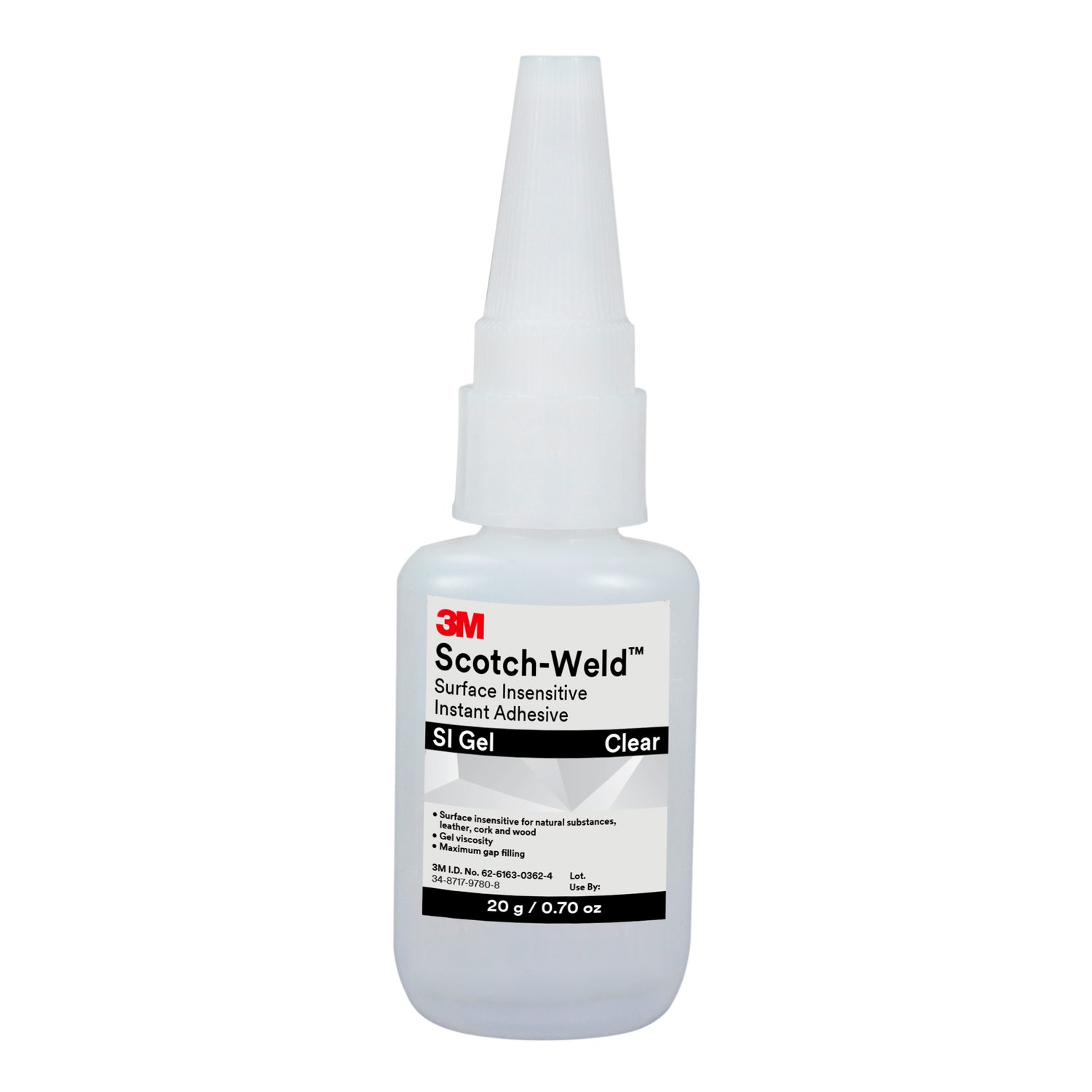7100039258 - 3M Scotch-Weld Surface Insensitive Instant Adhesive SI Gel, Clear, 20 Gram, 10/Case
