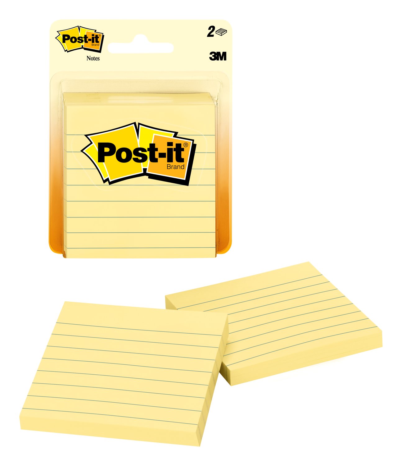 7010379039 - Post-it Notes 630PK2, Canary Yellow, Lined, 3 in x 3 in (7.62 cm x 7.62 cm), 100% PEFC, SGSCH-PEFC-COC-110078
