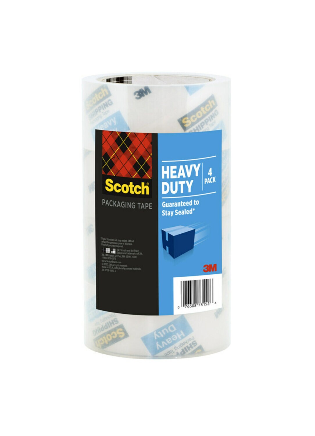 7100276433 - Scotch Heavy Duty Shipping Packaging Tape 3850-40LR4-4GC,1.88 in x 43.7 yd (48 mm x 40 m), 4 Pack