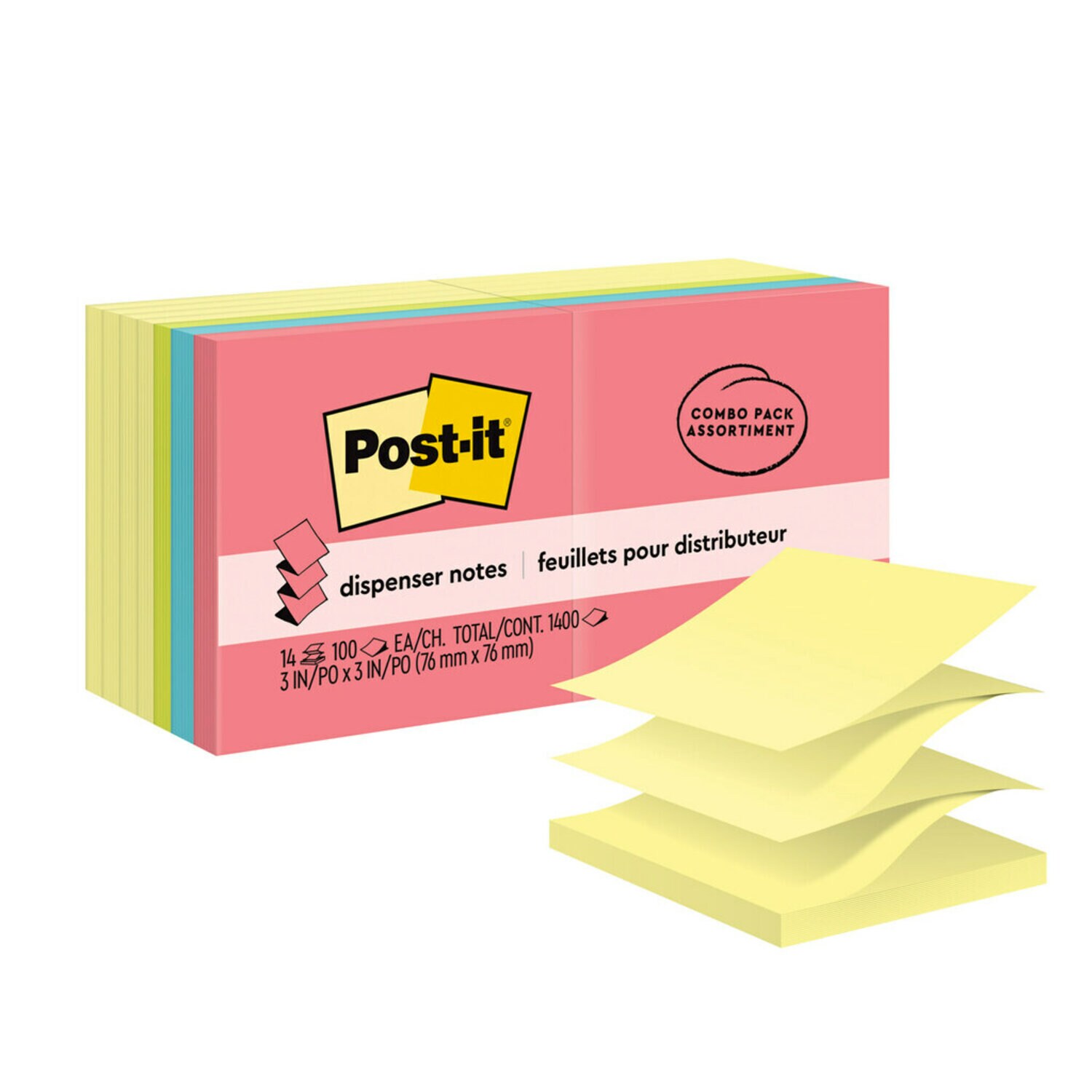 7010370991 - Post-it Dispenser Pop-up Notes R330-14YWM, Canary Yellow, Poptimistic Collection, 3 in x 3 in, 100% PEFC, SGSCH-PEFC-COC-110078