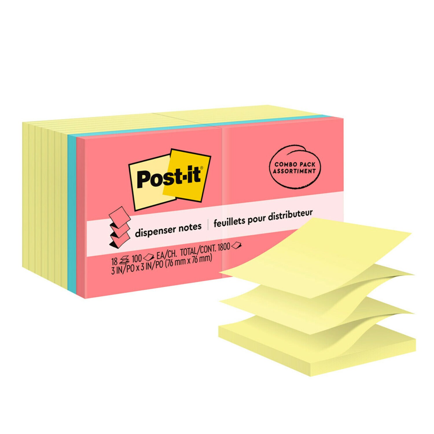 7100097993 - Post-it Pop-up Notes R330-14-4B, 3 in x 3 in (76 mm x 76 mm)