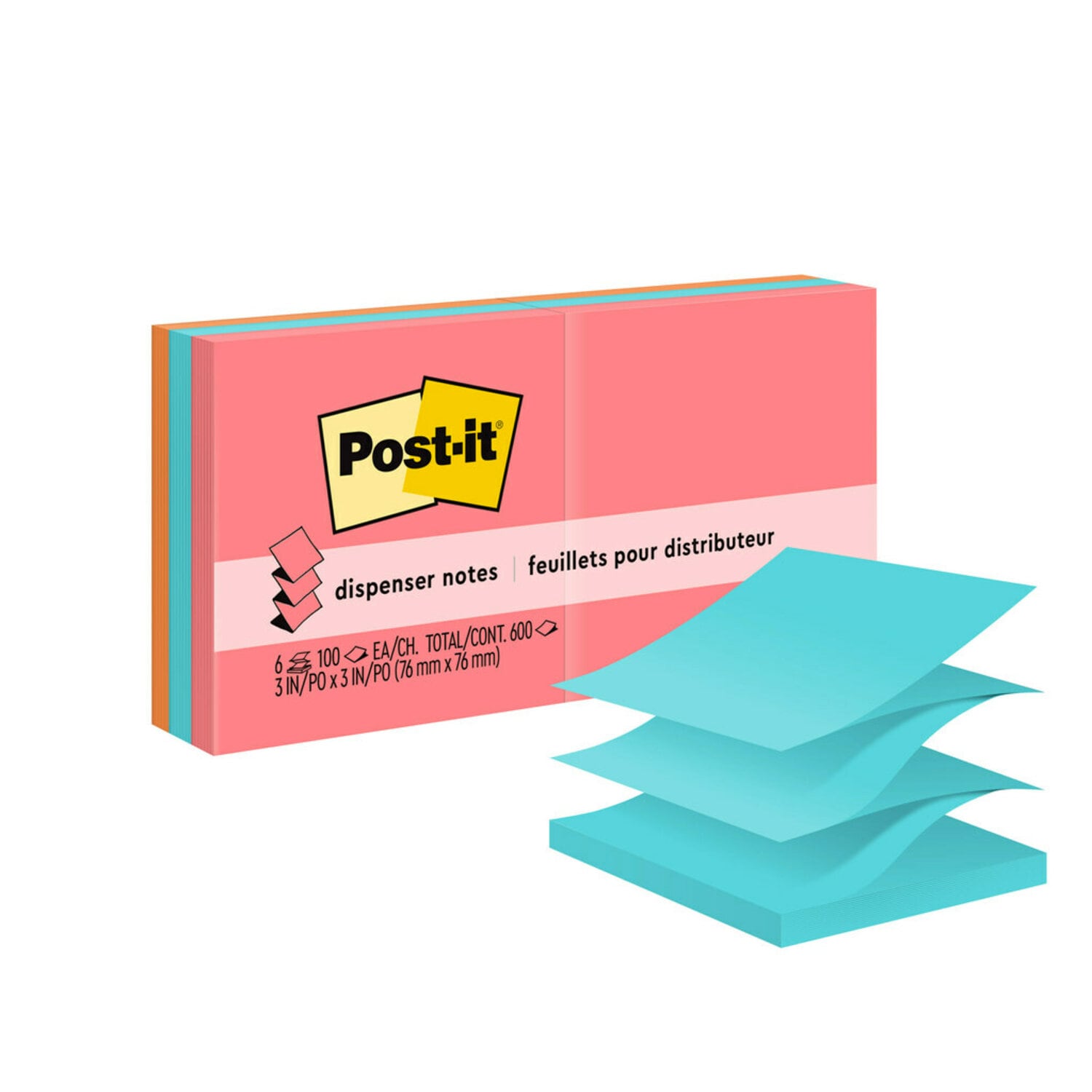 7100045754 - Post-it Pop-up Notes R330-AN, 3 in x 3 in (76 mm x 76 mm) Cape Town Collection