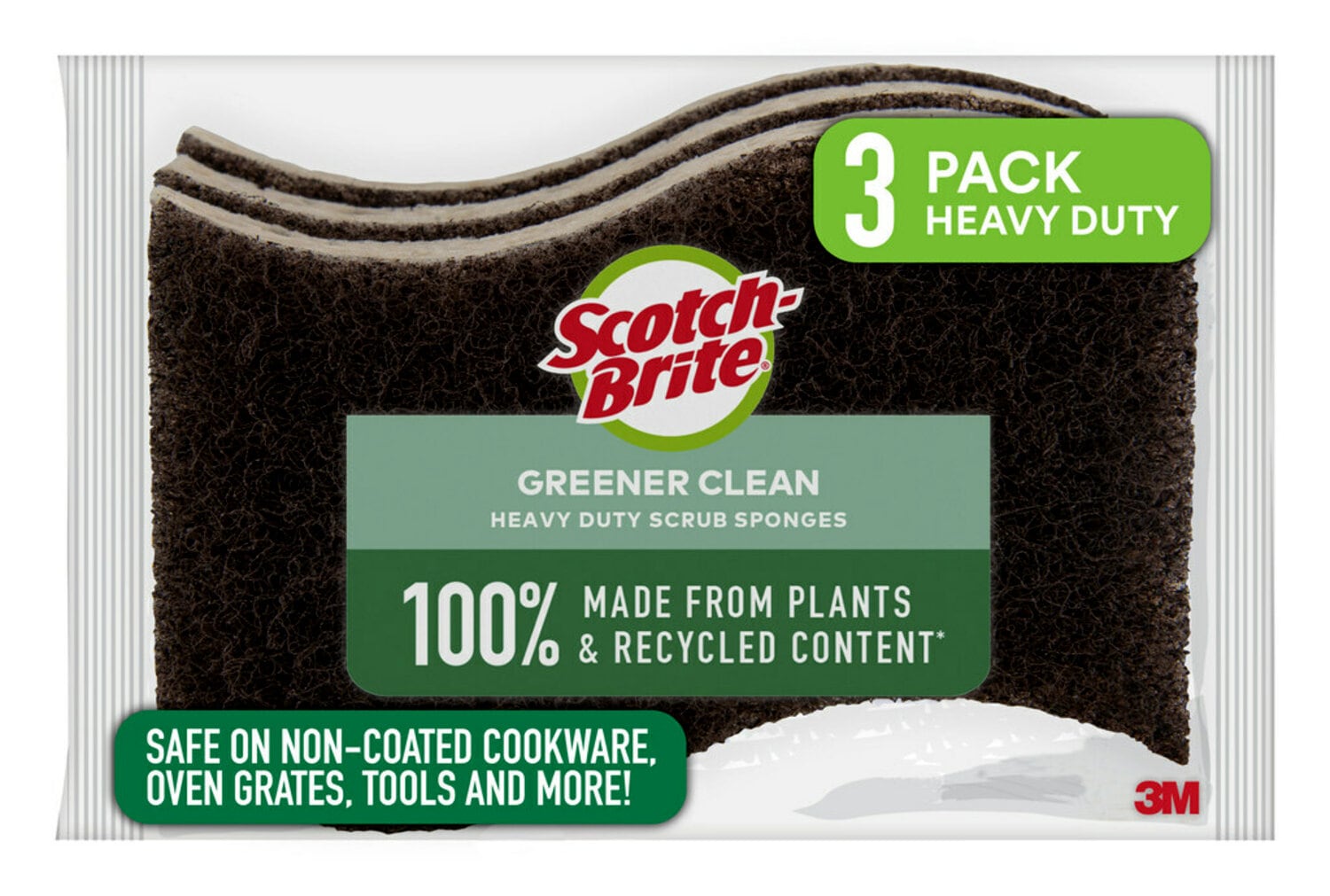 7100195730 - Scotch-Brite Greener Clean Heavy Duty Scrub Sponge 87033, 8/3