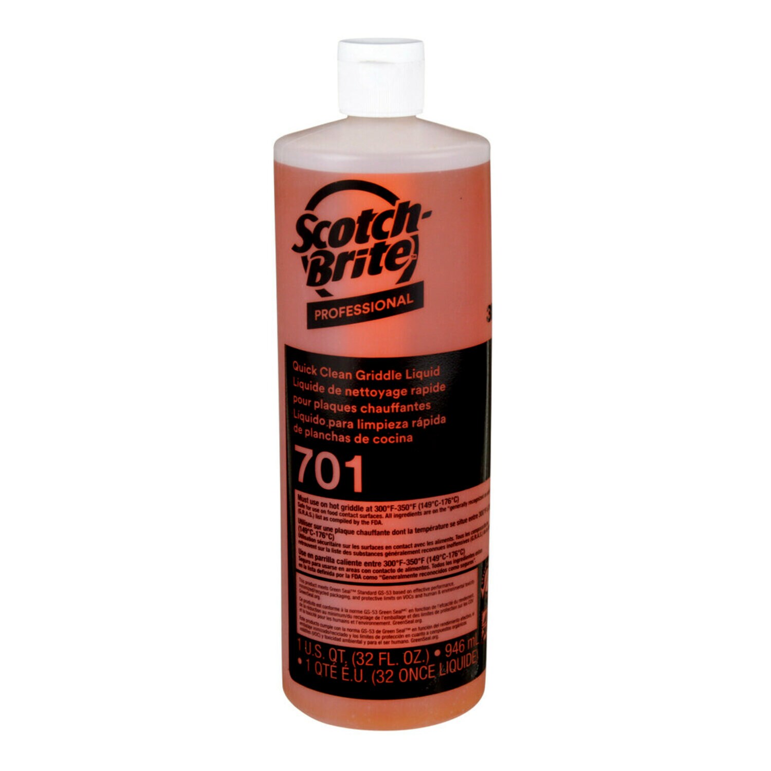 7000002182 - Scotch-Brite Quick Clean Griddle Liquid 701, 1 Quart, 4/Case