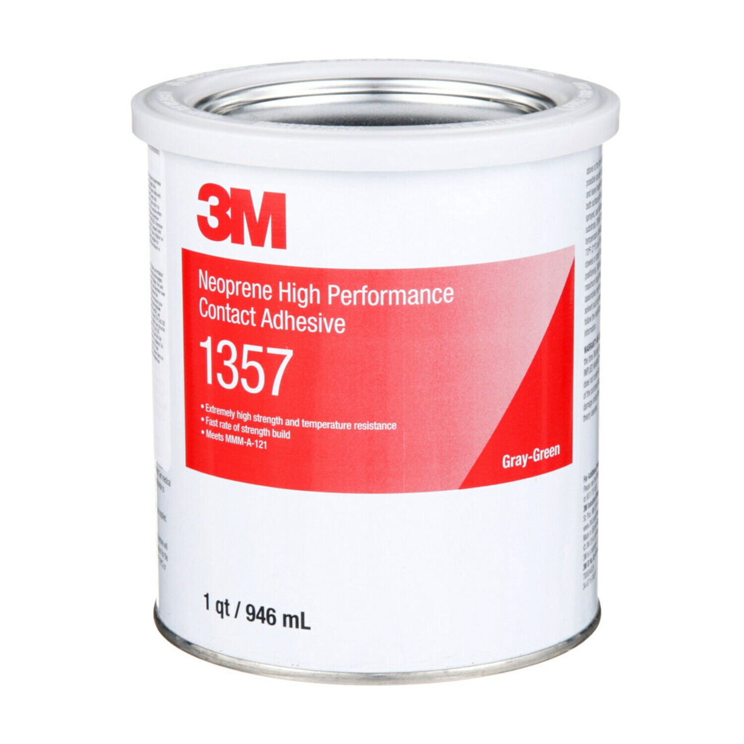 7000046324 - 3M Neoprene High Performance Contact Adhesive 1357, Gray-Green, 1 QuartCan, 12/case