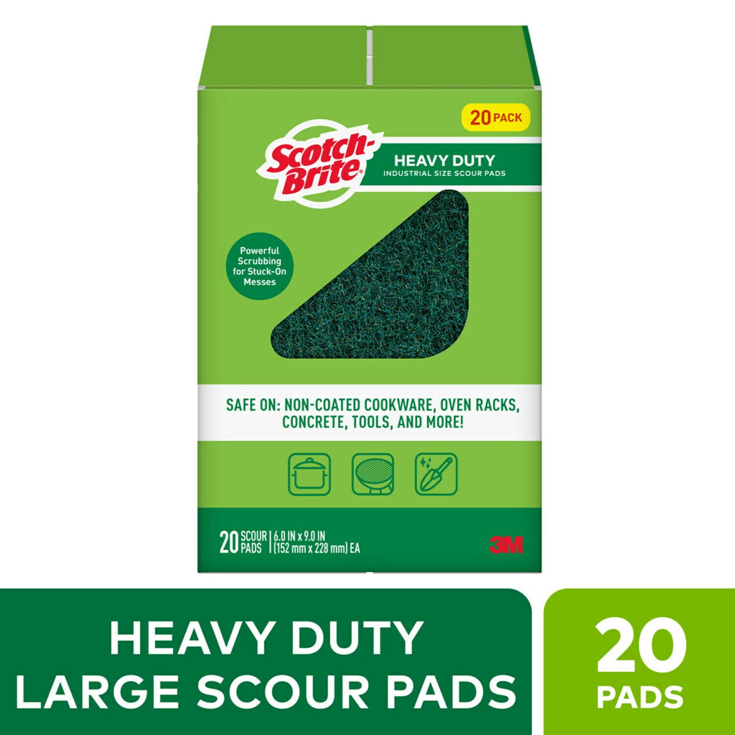 7000126894 - Scotch-Brite Heavy Duty Scour Pad 220-6X9-3L, 6 in x 9 in