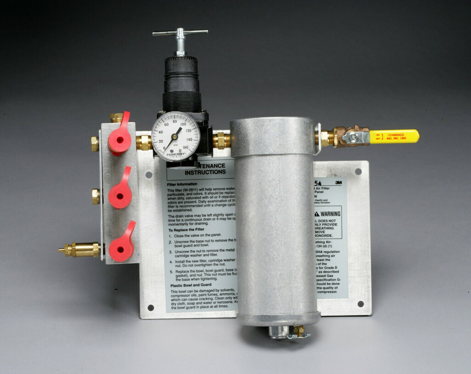 7000005415 - 3M Compressed Air Filter and Regulator Panel W-2806/07006(AAD), 50 cfm, 3-5 outlets 1 EA/Case