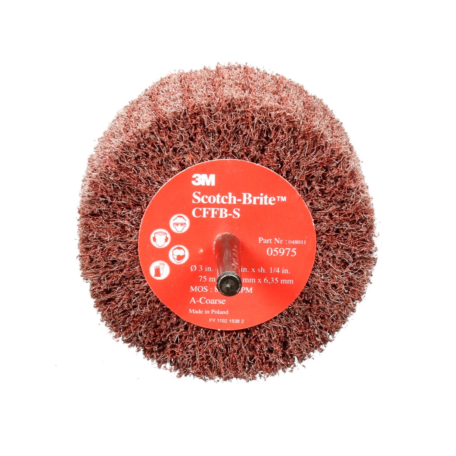 7000077970 - Scotch-Brite Finishing Flap Brush, 3 in x 1-3/4 in x 1/4 in A CRS, 10 ea/Case