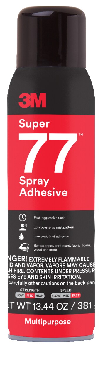 7010330395 - 3M Super 77 Multipurpose Spray Adhesive, Clear, 16 fl oz Can (Net Wt 13.44 oz), 1/Case, Sample, NOT FOR SALE IN CA AND OTHER STATES