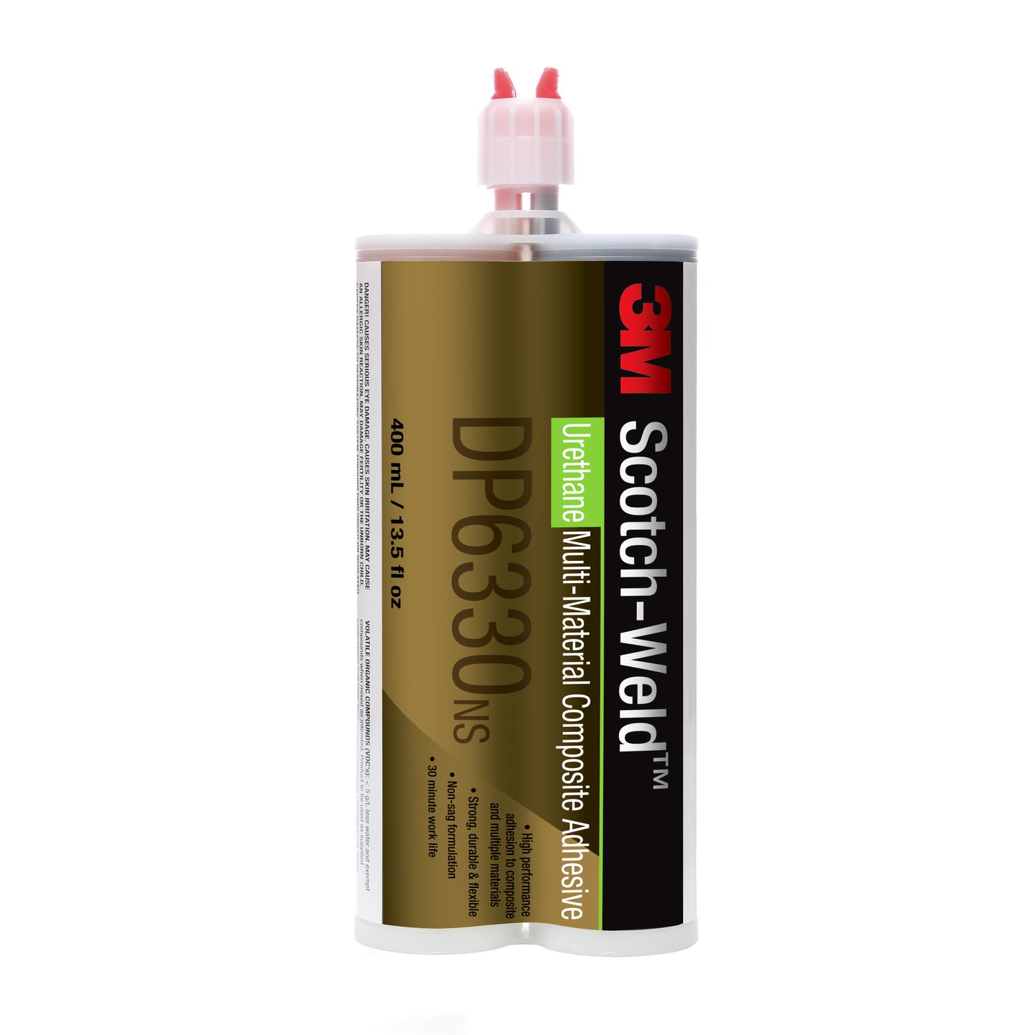 7100109827 - 3M Scotch-Weld Multi-Material Composite Urethane Adhesive DP6330NS, Green, 400 mL Duo-Pak, 6/Case