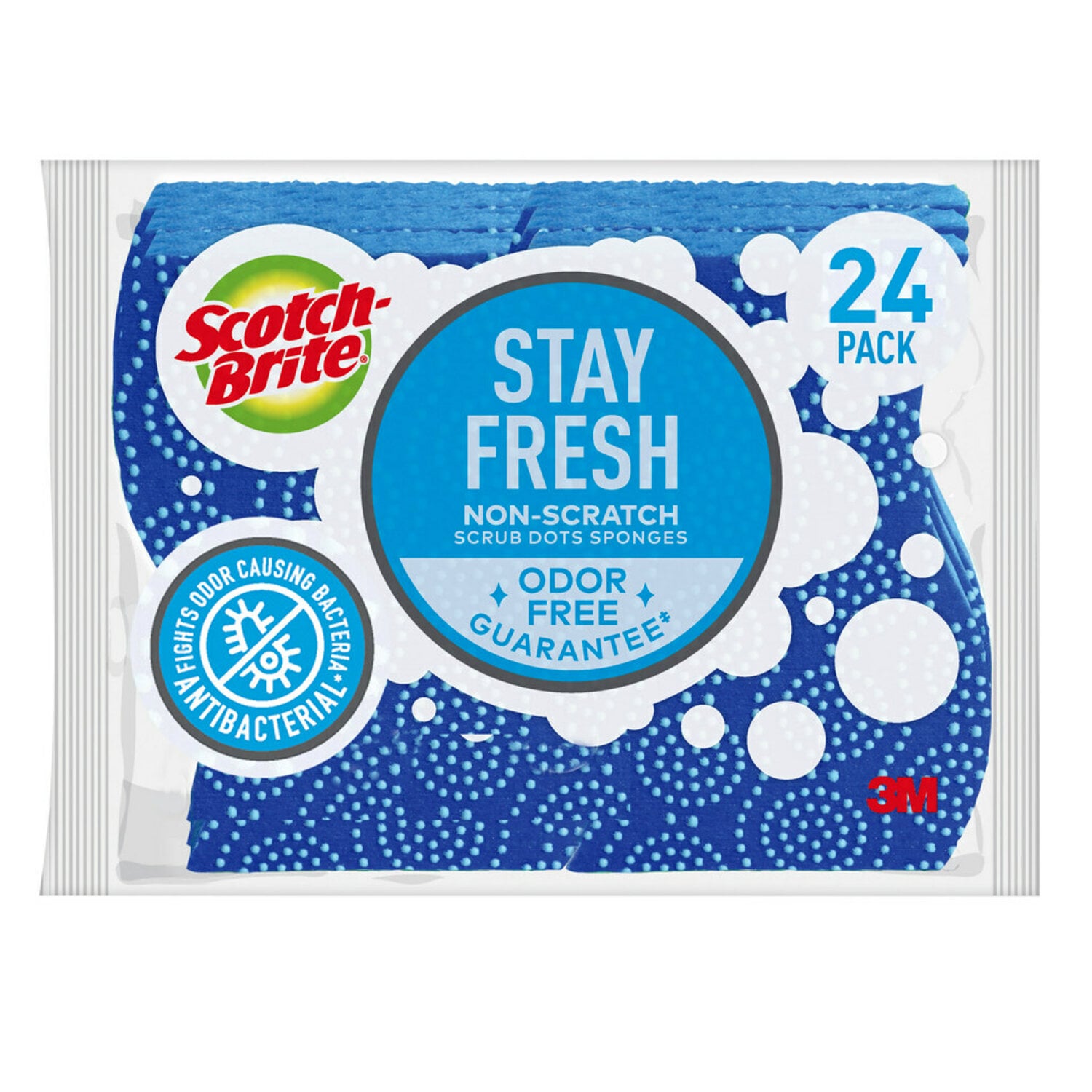 7100145661 - Scotch-Brite Stay Fresh Non-Scratch Scrub Dots Sponge 20306-4, 4/6