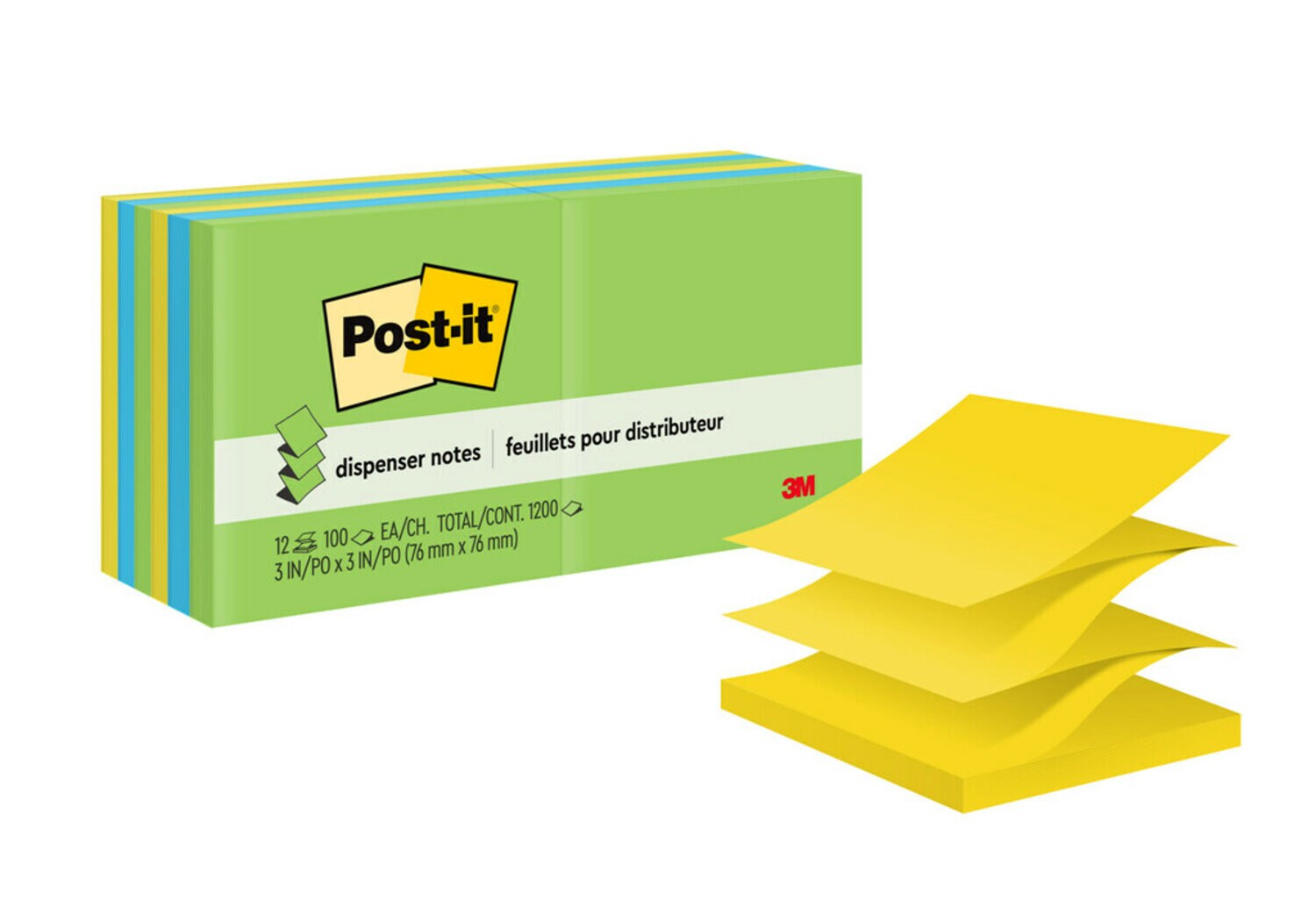 7100145161 - Post-it Pop-up Notes, R330-12AU, 3 in x 3 in (76 mm x 76 mm), 100 Sheets/Pad, 12 Pads/Pack, 100% PEFC, SGSCH-PEFC-COC-110078